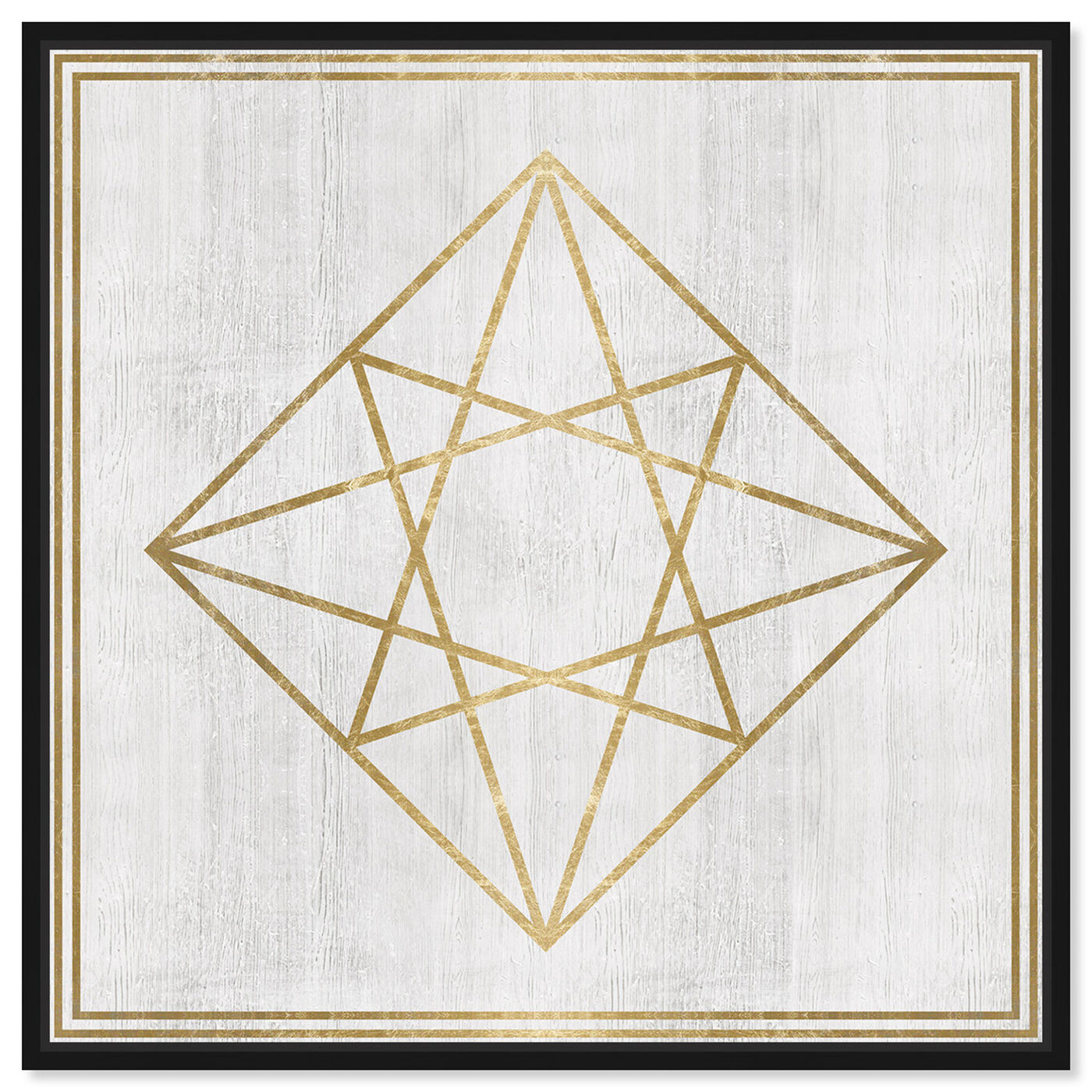Front view of Whitewash Wood Geometric Diamond featuring abstract and geometric art.