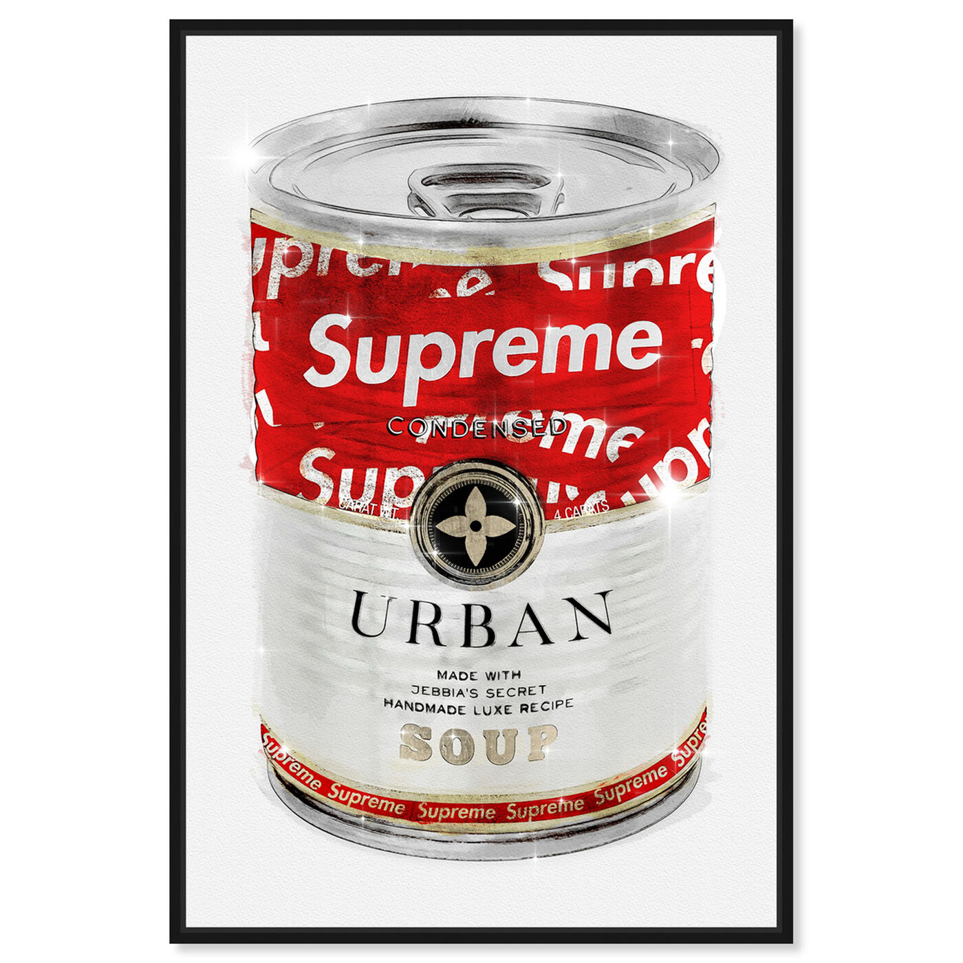 Front view of Urban Hype Soup Can featuring fashion and glam and soup can art.