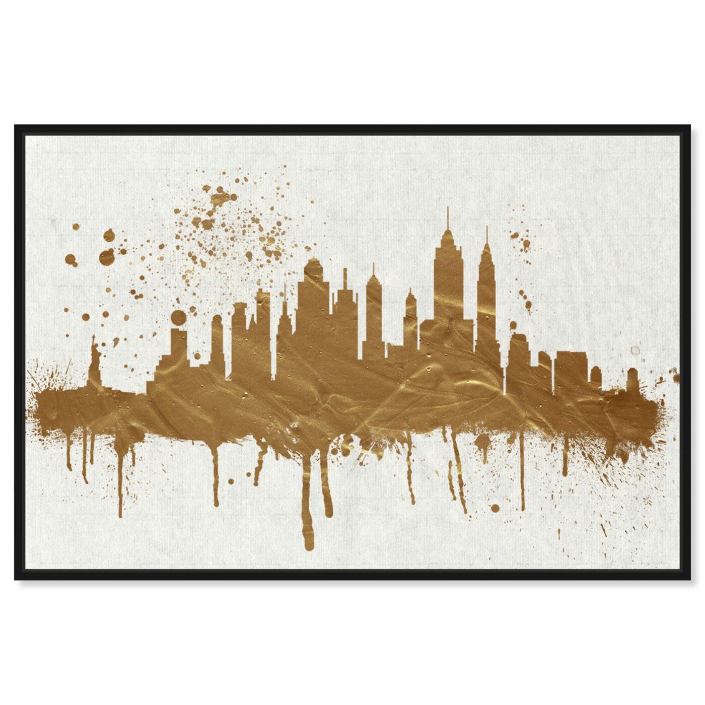 Front view of Gold NY Skyline featuring cities and skylines and united states cities art.