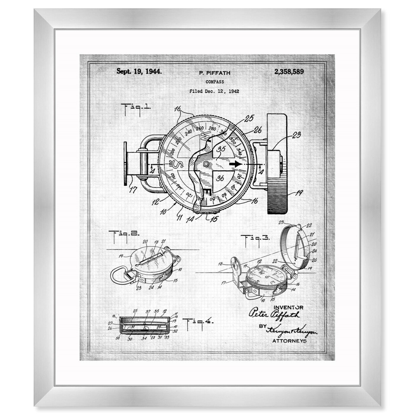 Front view of Compass 1944 I featuring nautical and coastal and nautical terms art.