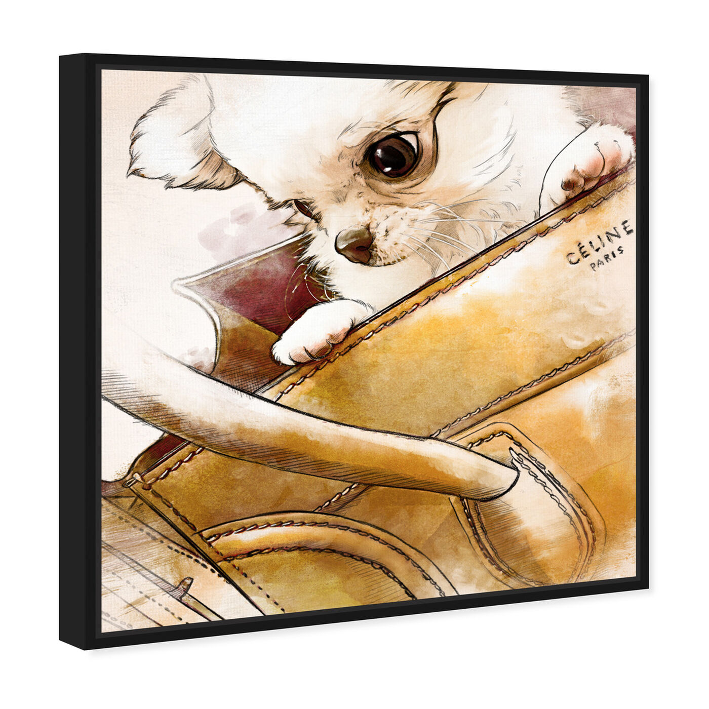 Angled view of Faithful companion Watercolor featuring fashion and glam and handbags art.