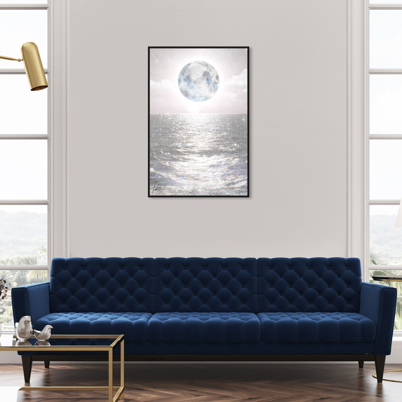 Hanging view of Mykonos Moon featuring astronomy and space and moons art.