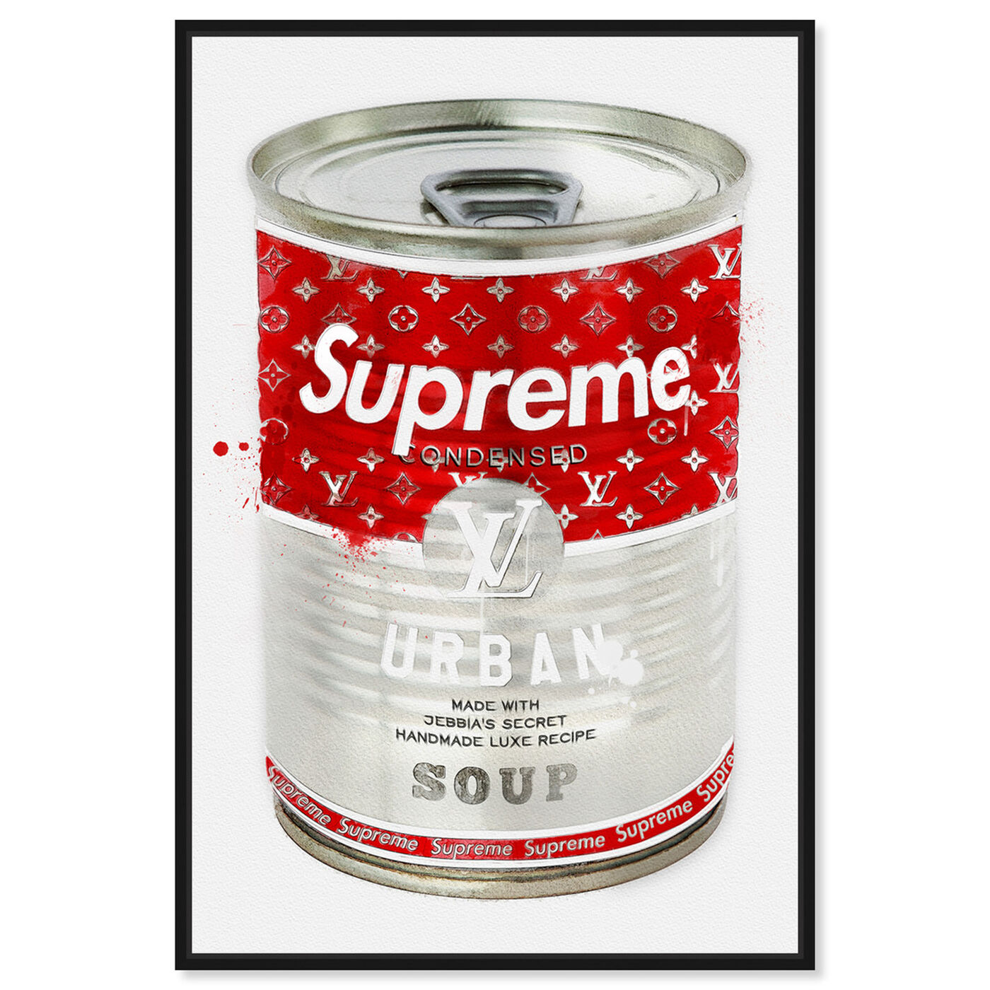 Front view of Urban Soup Can featuring fashion and glam and soup can art.