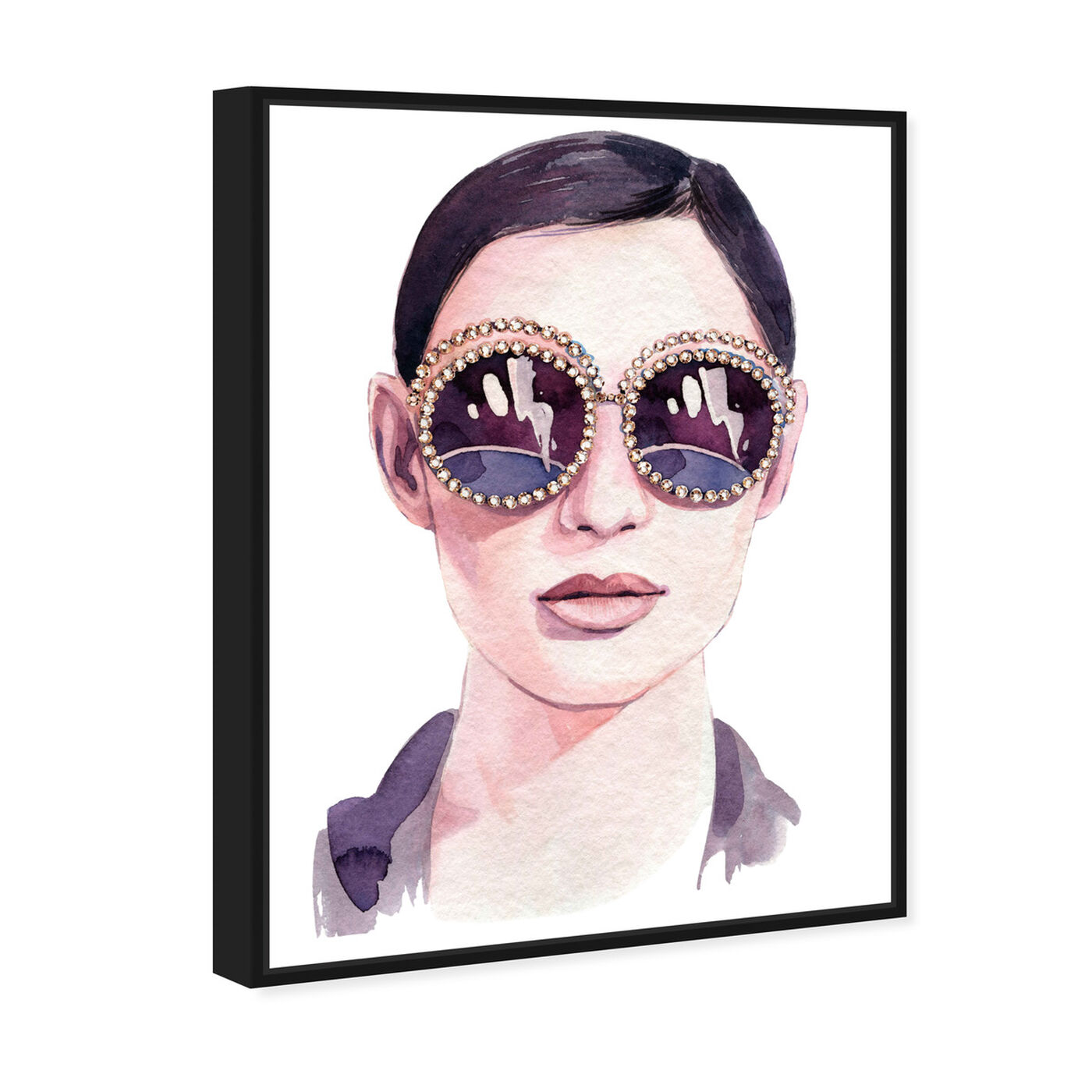 Angled view of Jeweled Sunglasses featuring fashion and glam and accessories art.