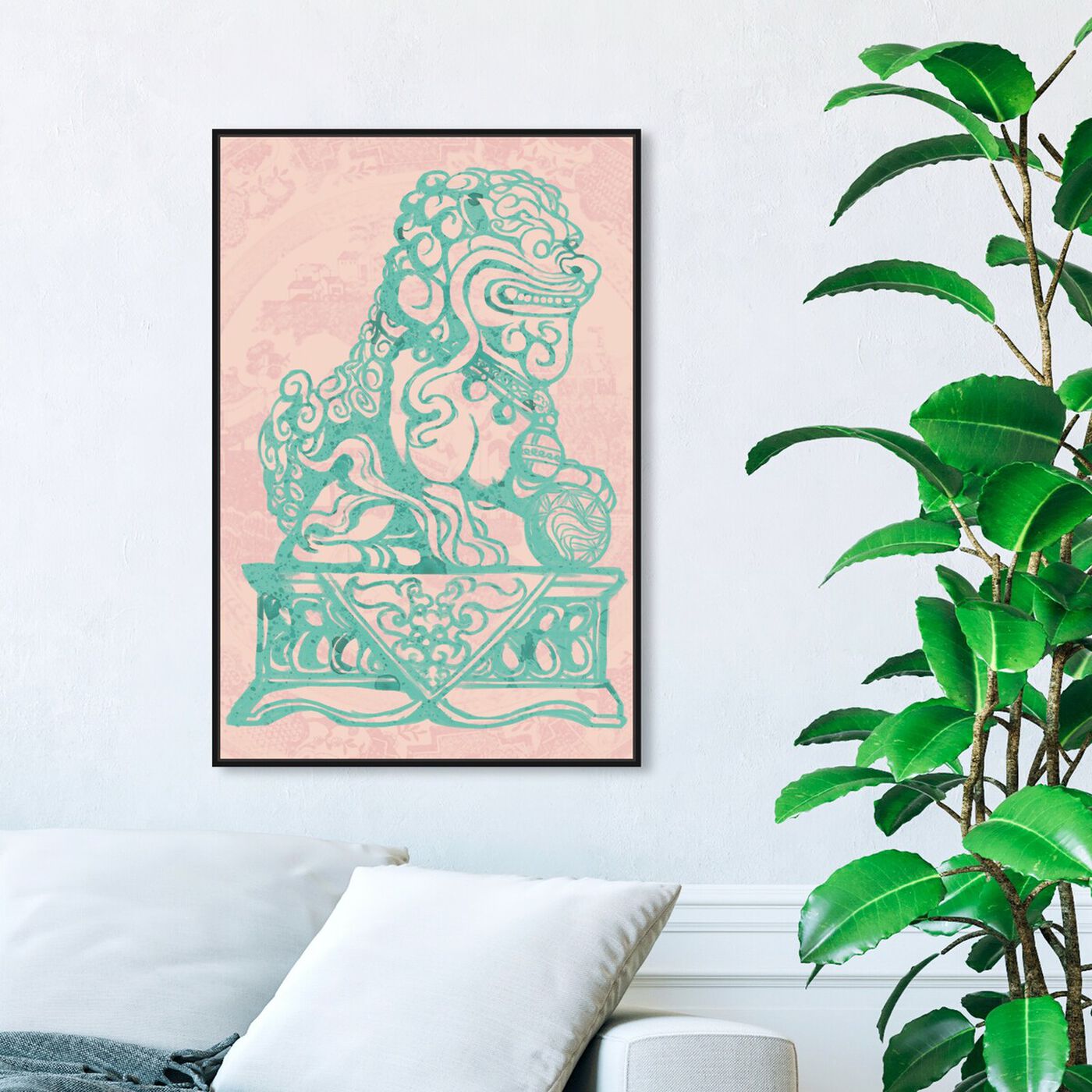 Hanging view of Foo Dog Rose featuring world and countries and asian cultures art.