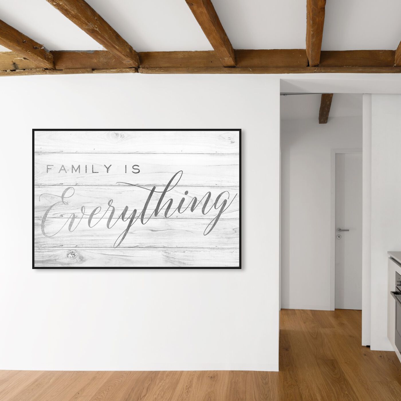 Hanging view of Family is Everything Silver featuring typography and quotes and family quotes and sayings art.