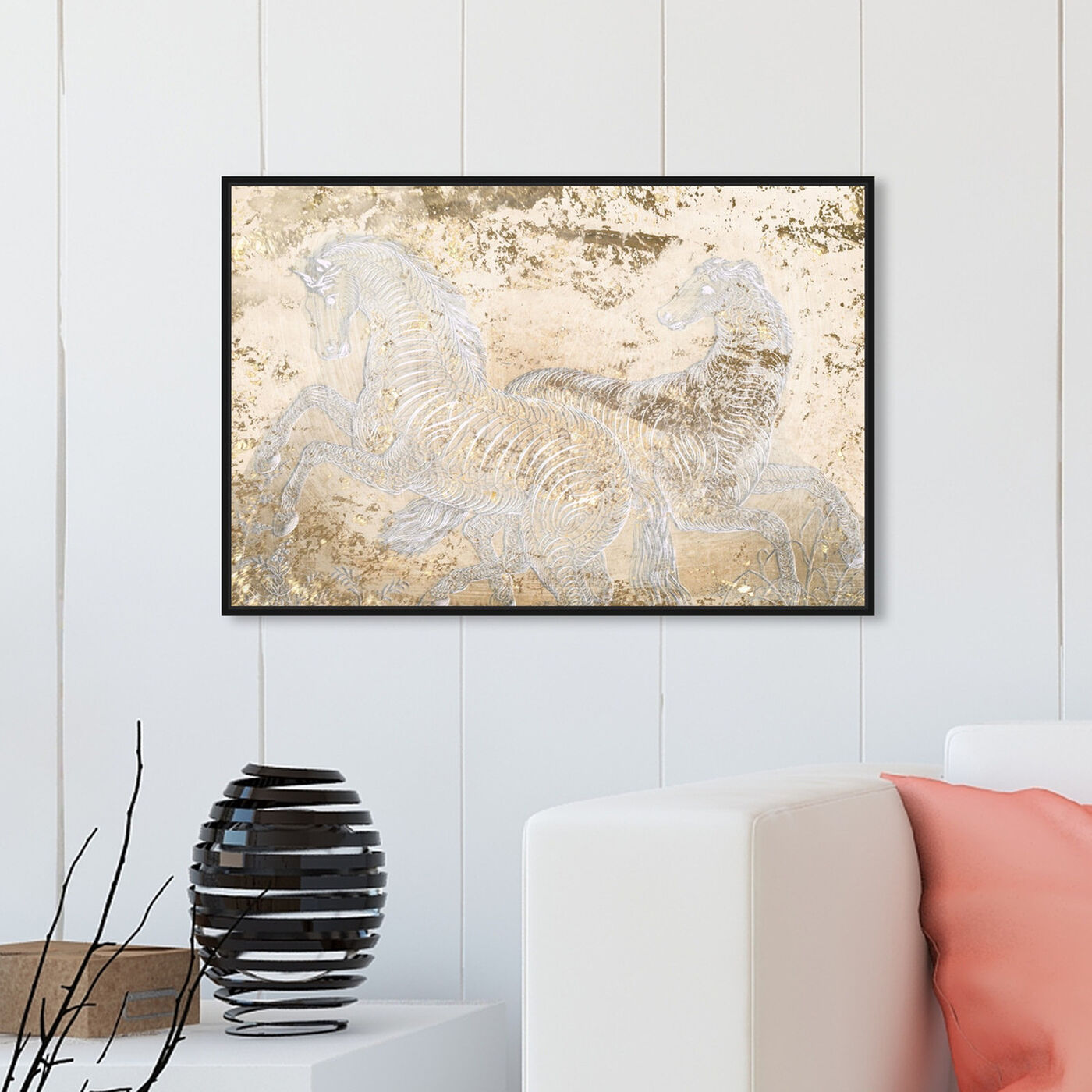 Hanging view of Gold Equestrian featuring animals and farm animals art.