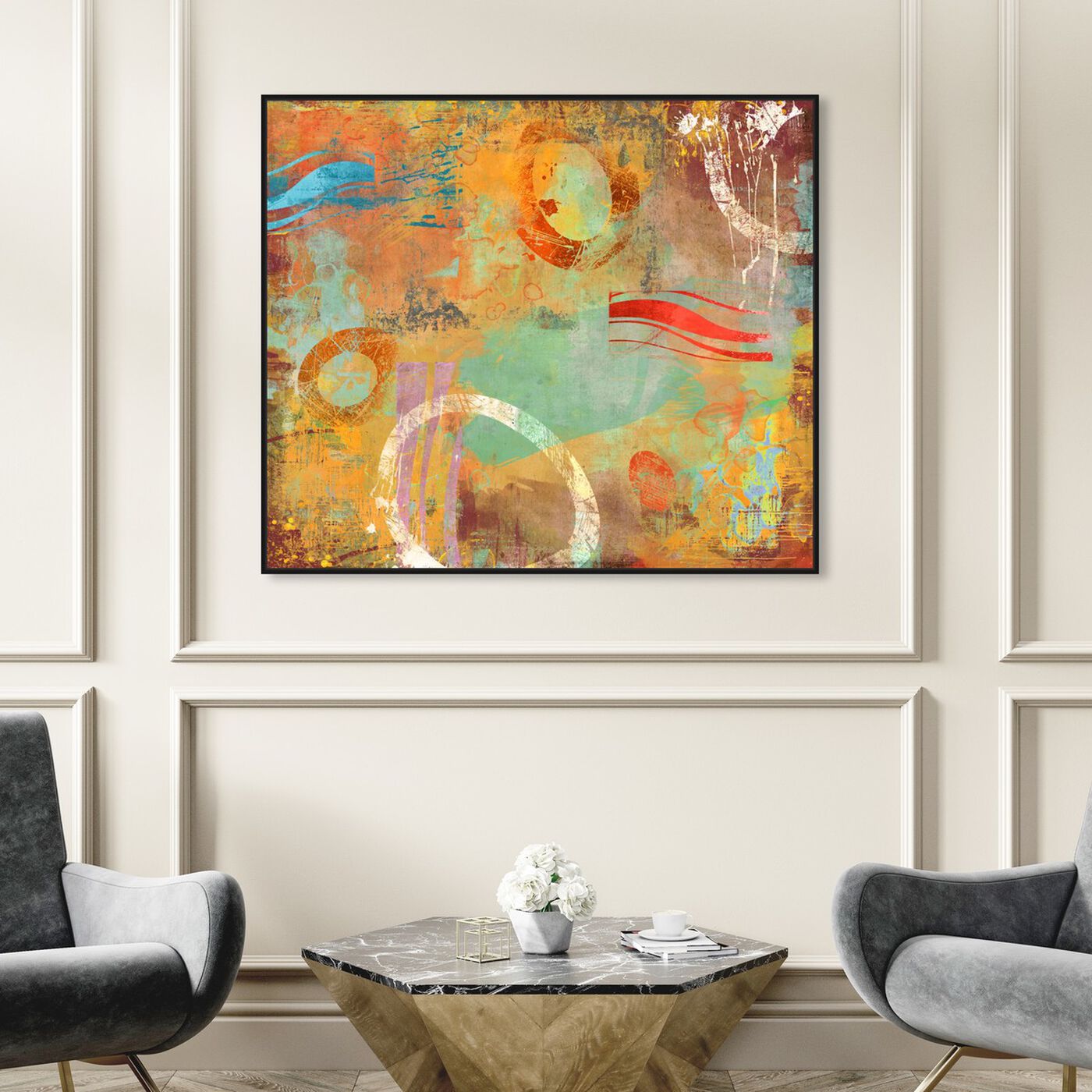 Hanging view of SAI - Abstract Postcard featuring abstract and paint art.