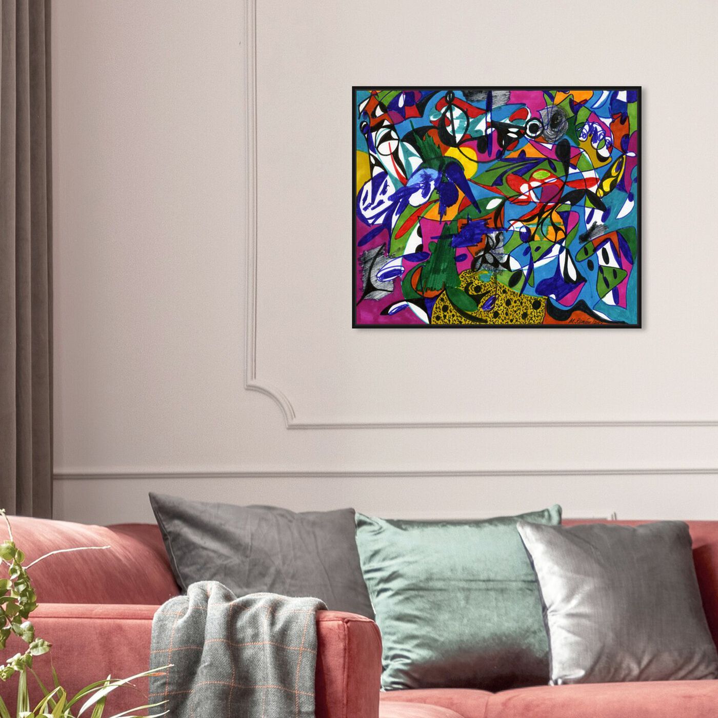Hanging view of Cacophony featuring abstract and shapes art.