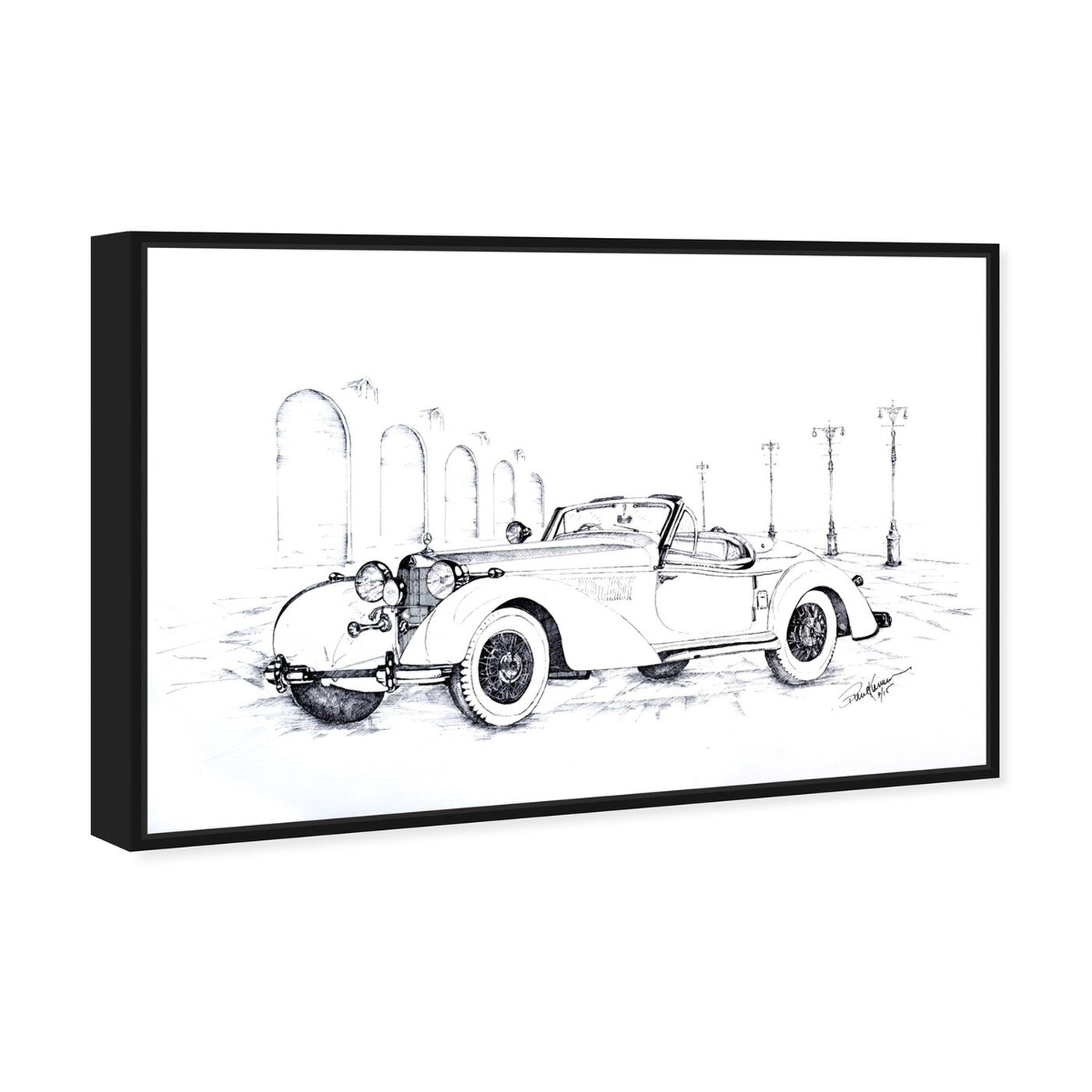 Angled view of Paul Kaminer - 1936 Mercedes Roadster featuring transportation and automobiles art.