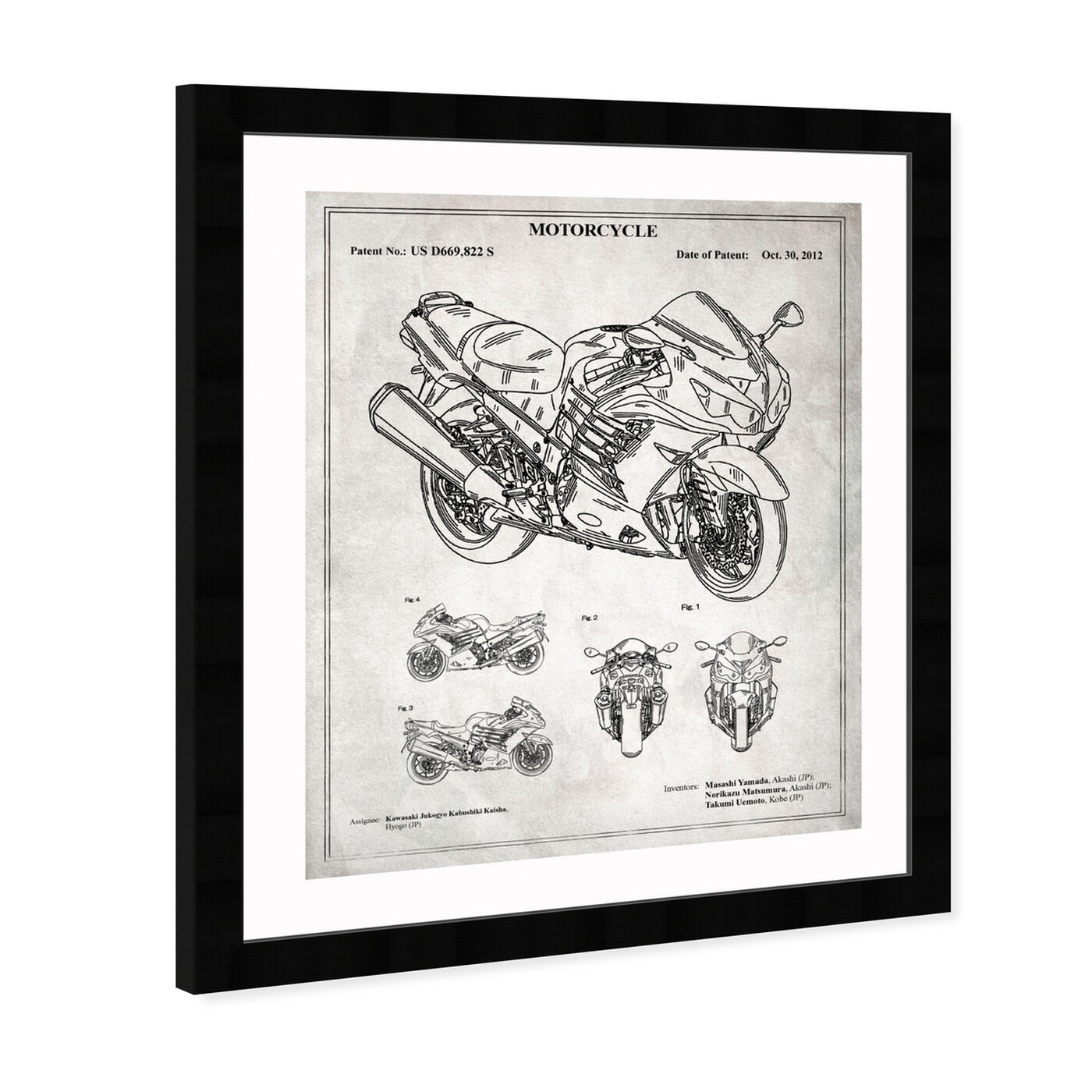 Angled view of Motorcycle 2012 - Grey featuring transportation and motorcycles art.