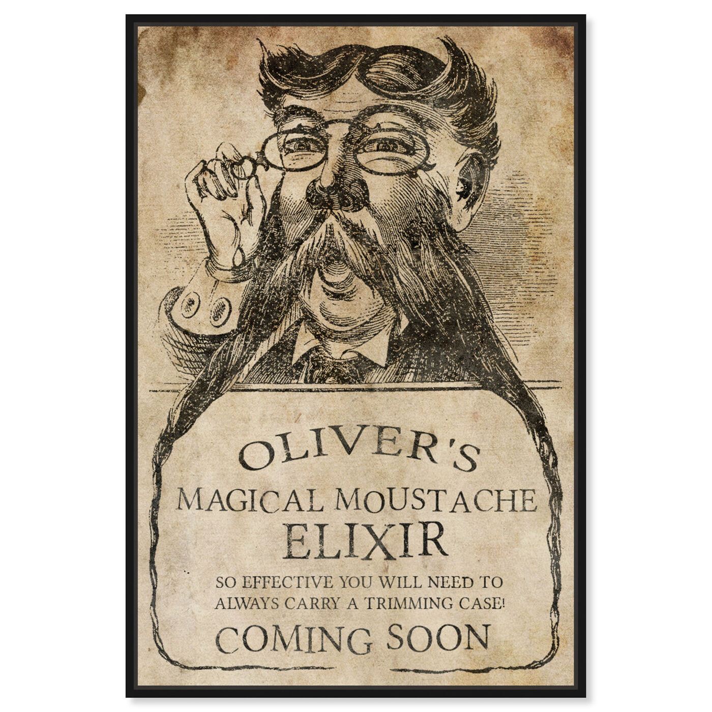 Front view of Moustache Elixir featuring advertising and promotional brands art.