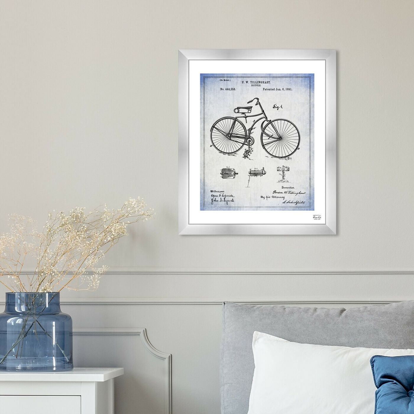 Hanging view of Bicycle 1891 featuring transportation and bicycles art.