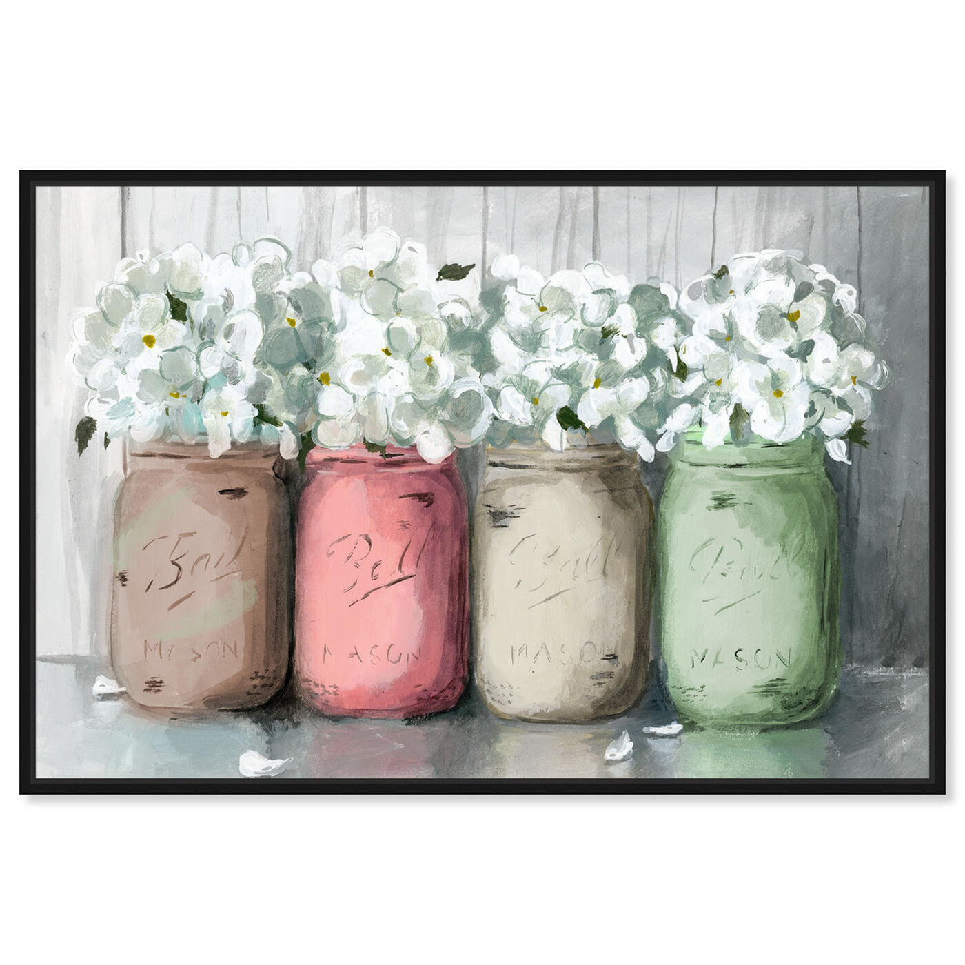 Front view of Mason Jar Muted featuring floral and botanical and florals art.