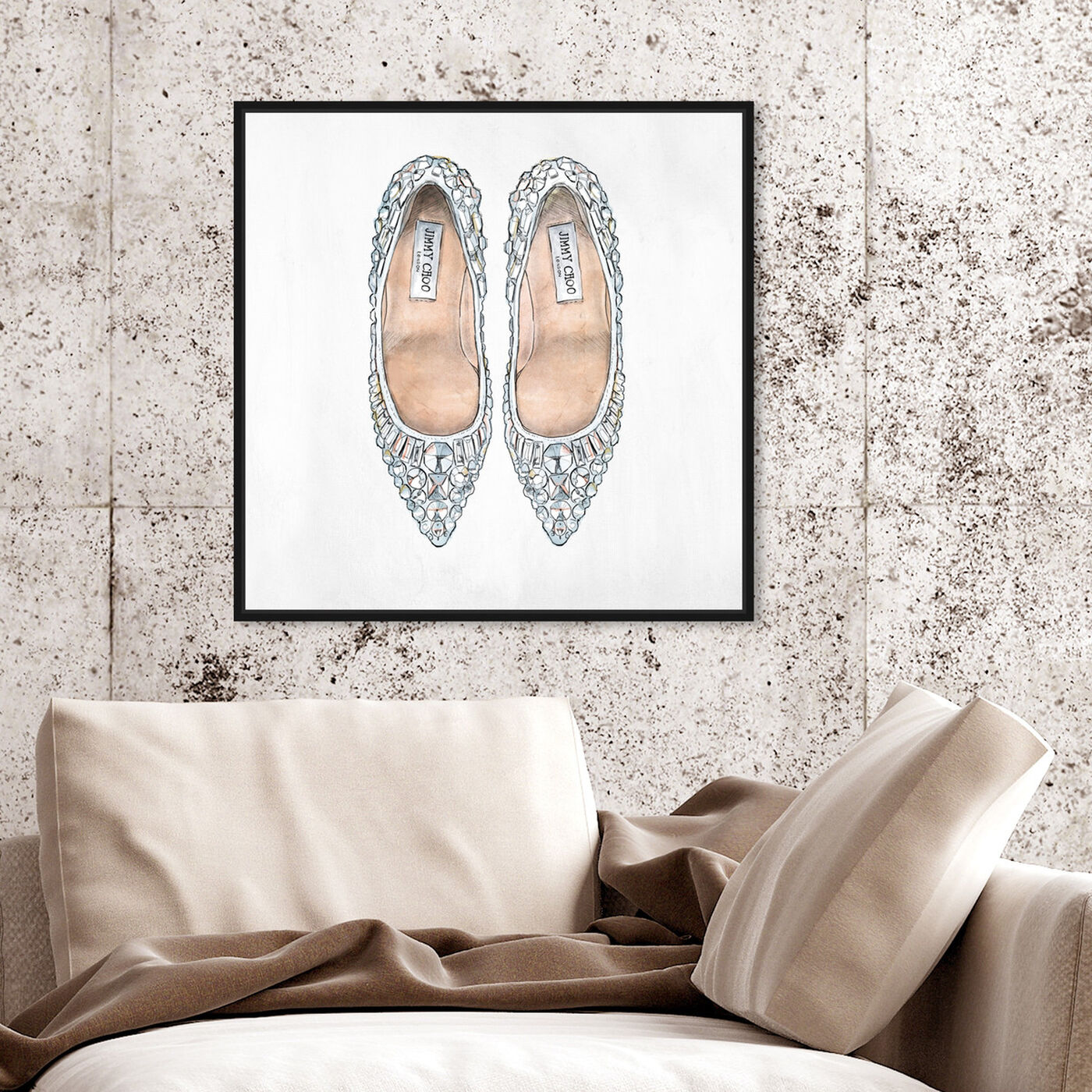 Hanging view of Make Cinderella Jealous Square featuring fashion and glam and shoes art.