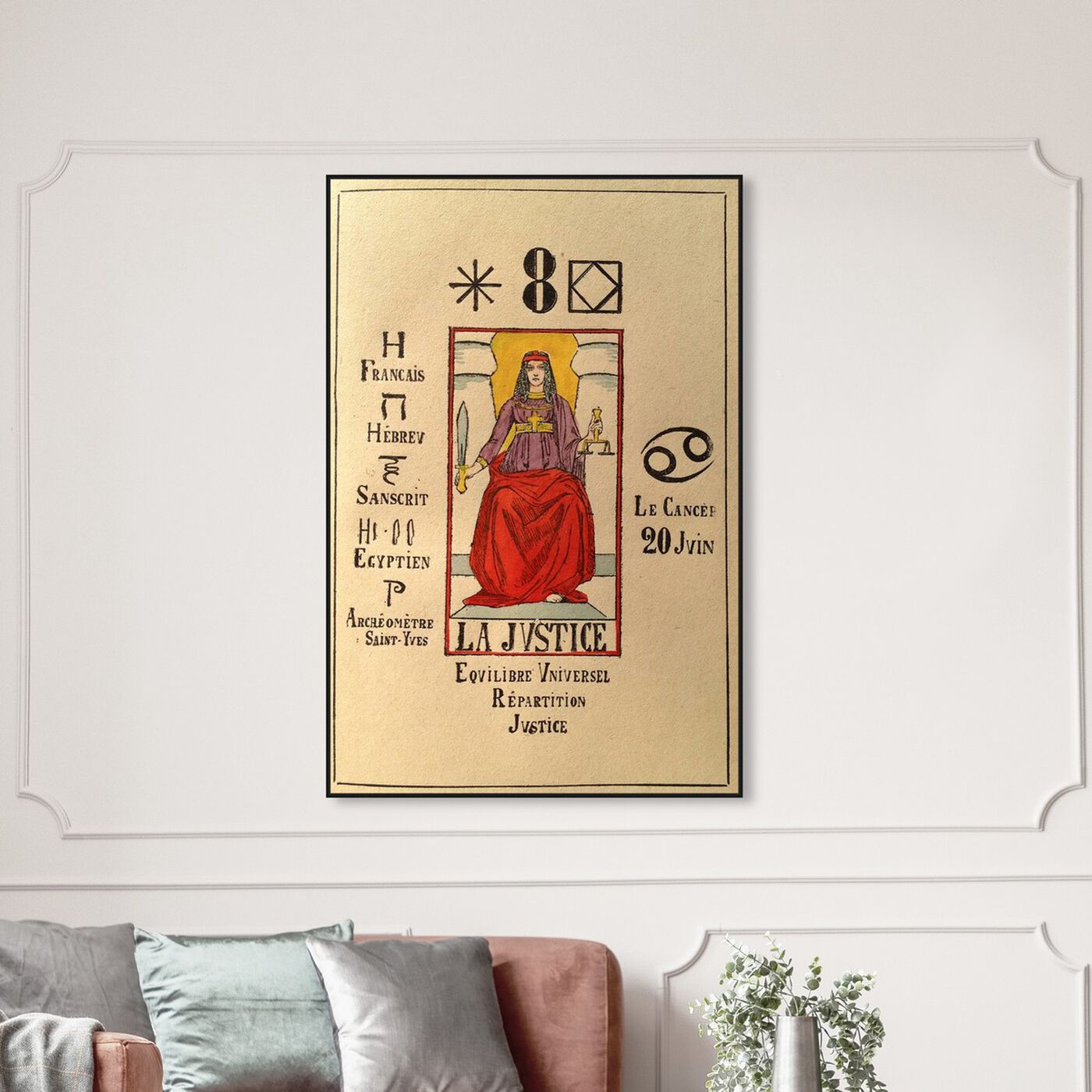 Hanging view of The Justice featuring spiritual and religious and zodiac art.