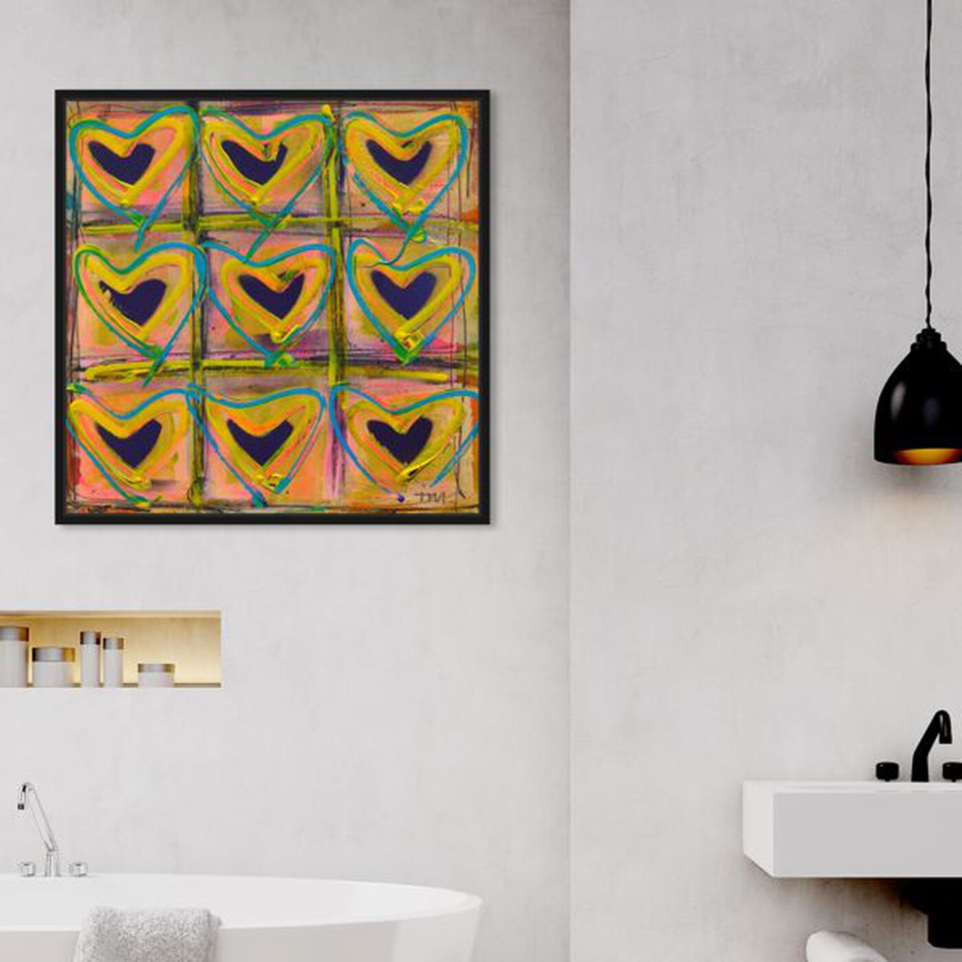 Hanging view of Nove by Tiago Magro featuring fashion and glam and hearts art.