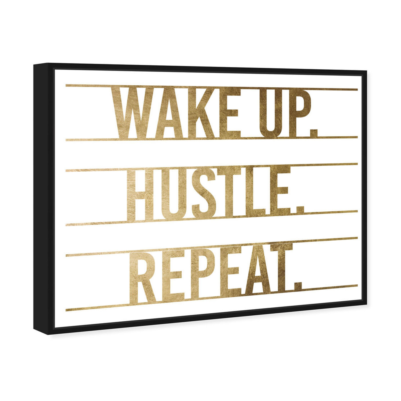 Angled view of Hustle and Repeat featuring typography and quotes and inspirational quotes and sayings art.