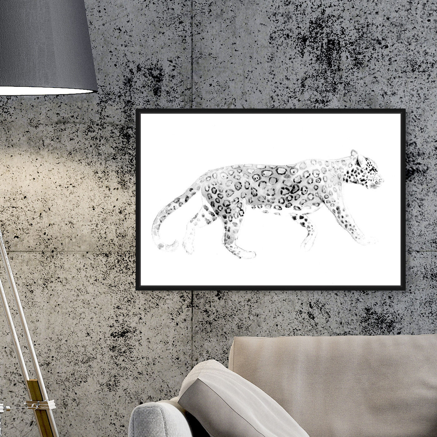 Hanging view of Wild Cat Blanc featuring animals and felines art.