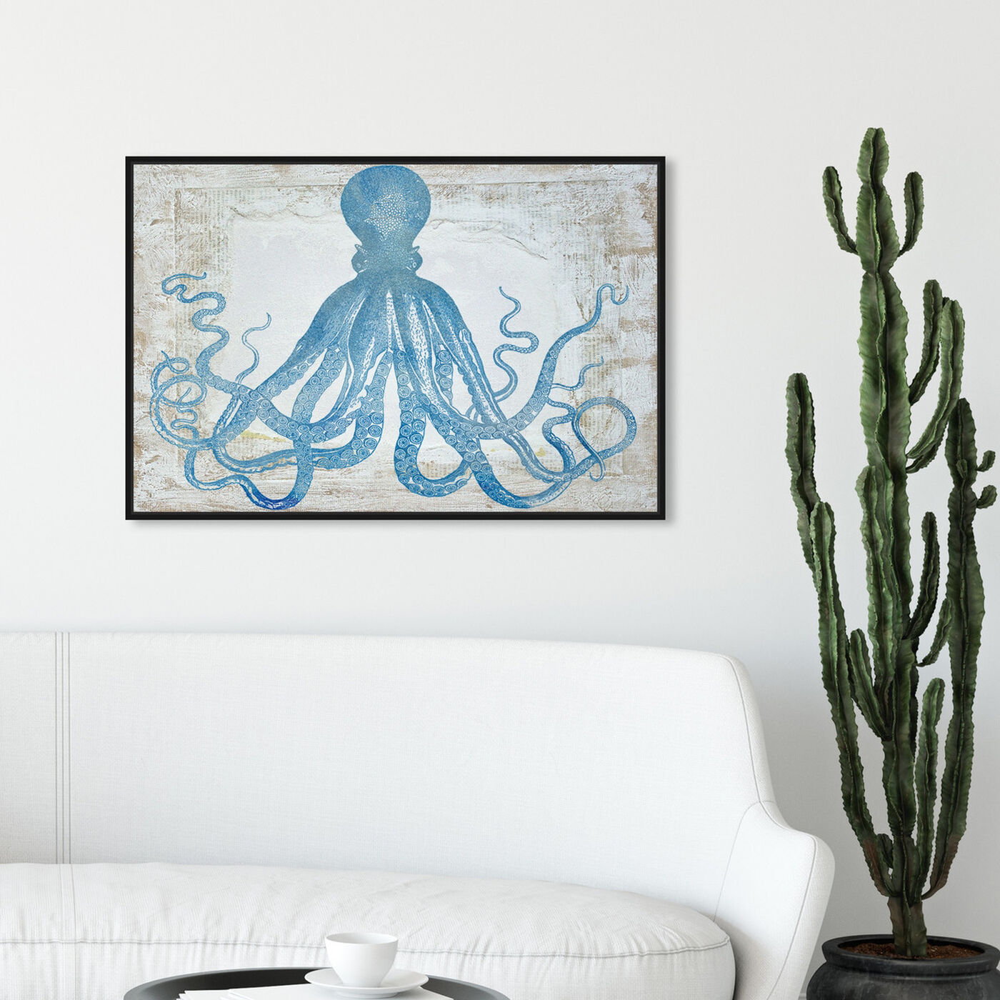 Hanging view of Squid Blue featuring nautical and coastal and marine life art.