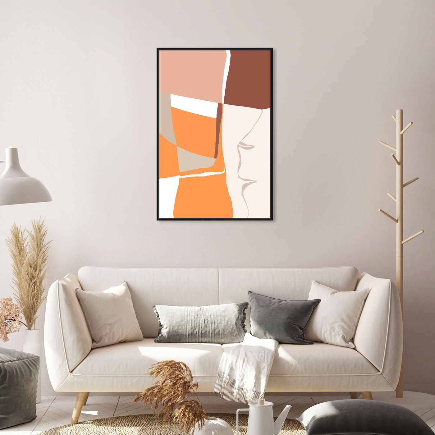 Hanging view of Female Profile featuring abstract and shapes art.