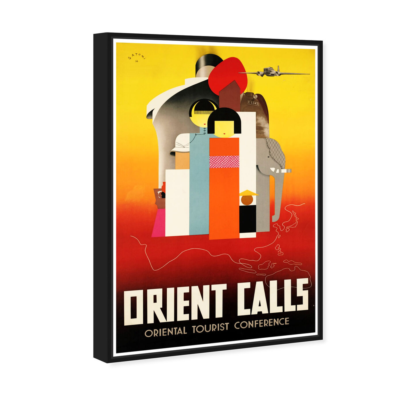 Angled view of Orient Calls featuring advertising and posters art.