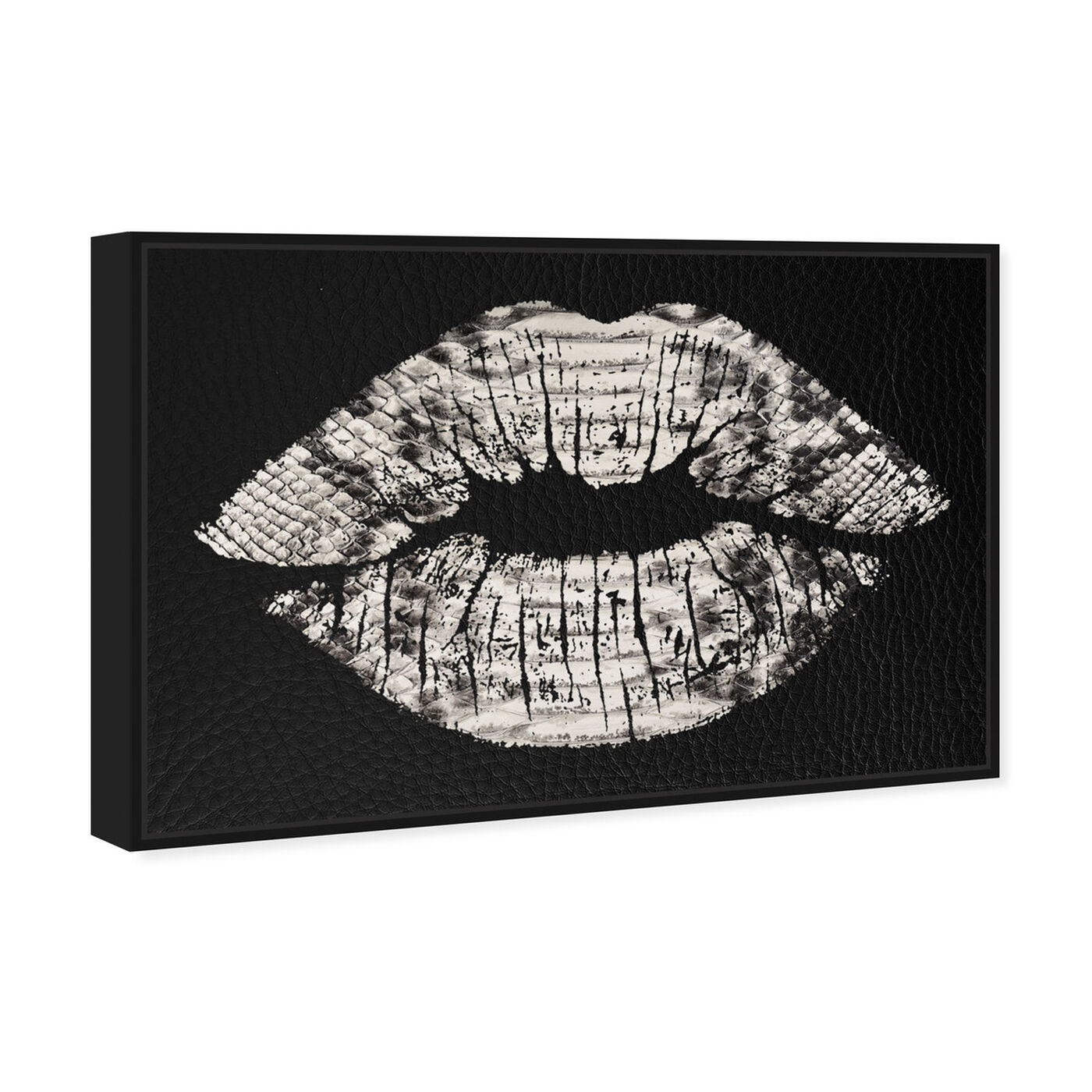 Angled view of Leather Kisses featuring fashion and glam and lips art.
