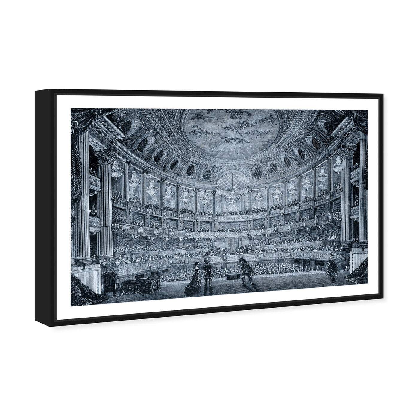 Angled view of Royal Opera of Versailles 1850 Engraving featuring architecture and buildings and european buildings art.