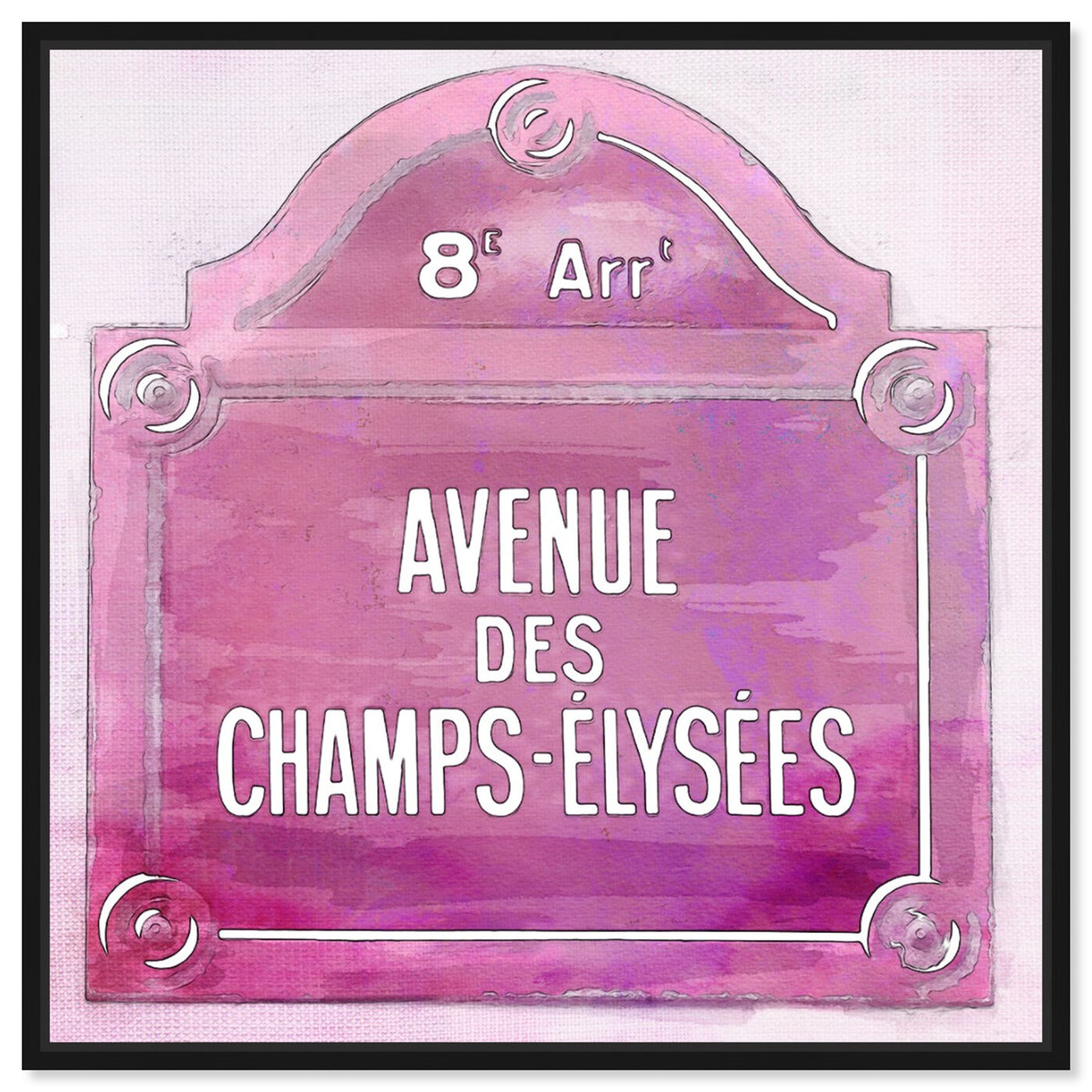 Front view of Avenue Des Champs Elysees Pink featuring cities and skylines and european cities art.