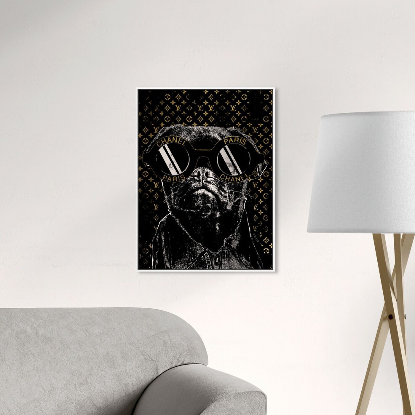 Hanging view of Fashion Noir Frenchie featuring fashion and glam and accessories art.