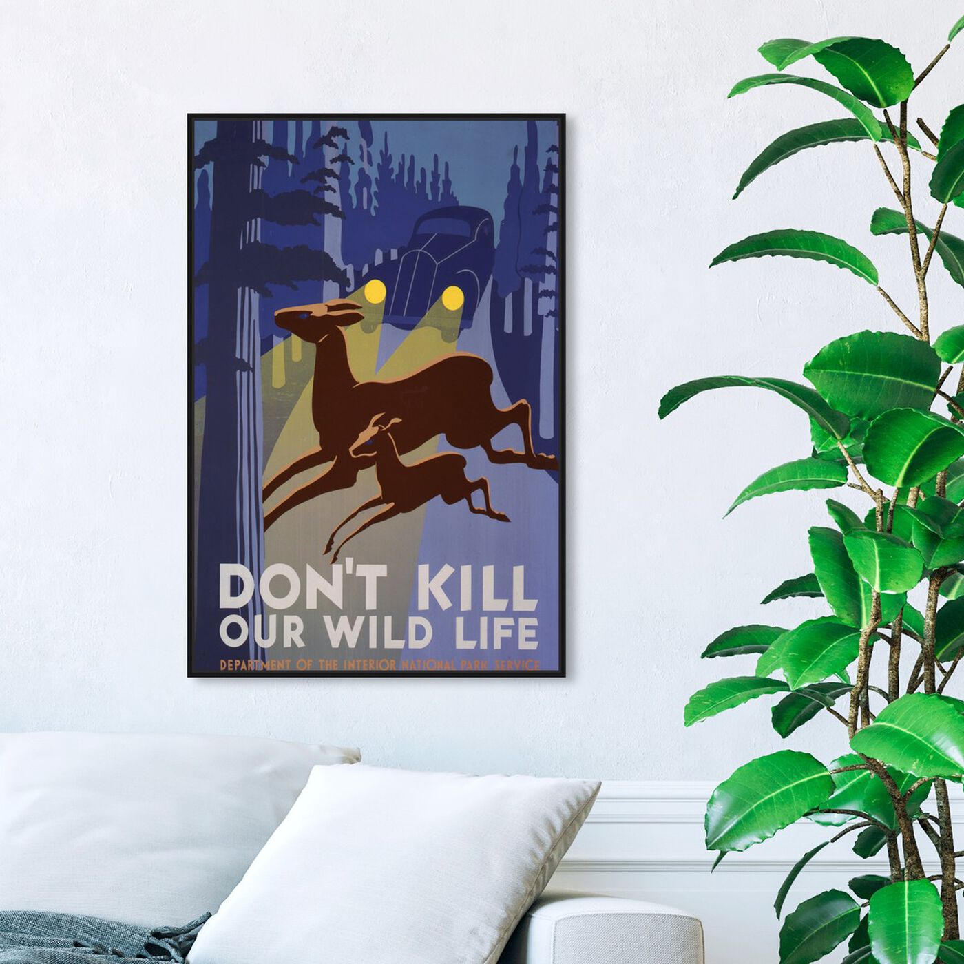 Hanging view of Don't Kill Our Wild Life featuring advertising and posters art.