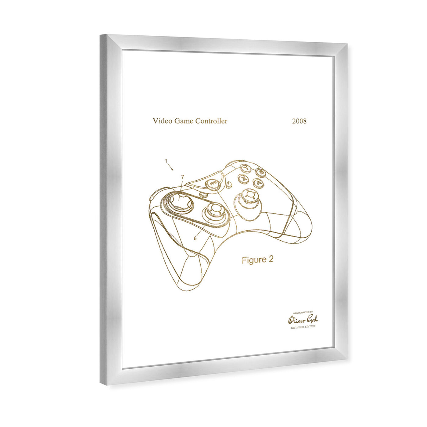 Angled view of Video Game Controller 2008 Gold featuring entertainment and hobbies and video games art.