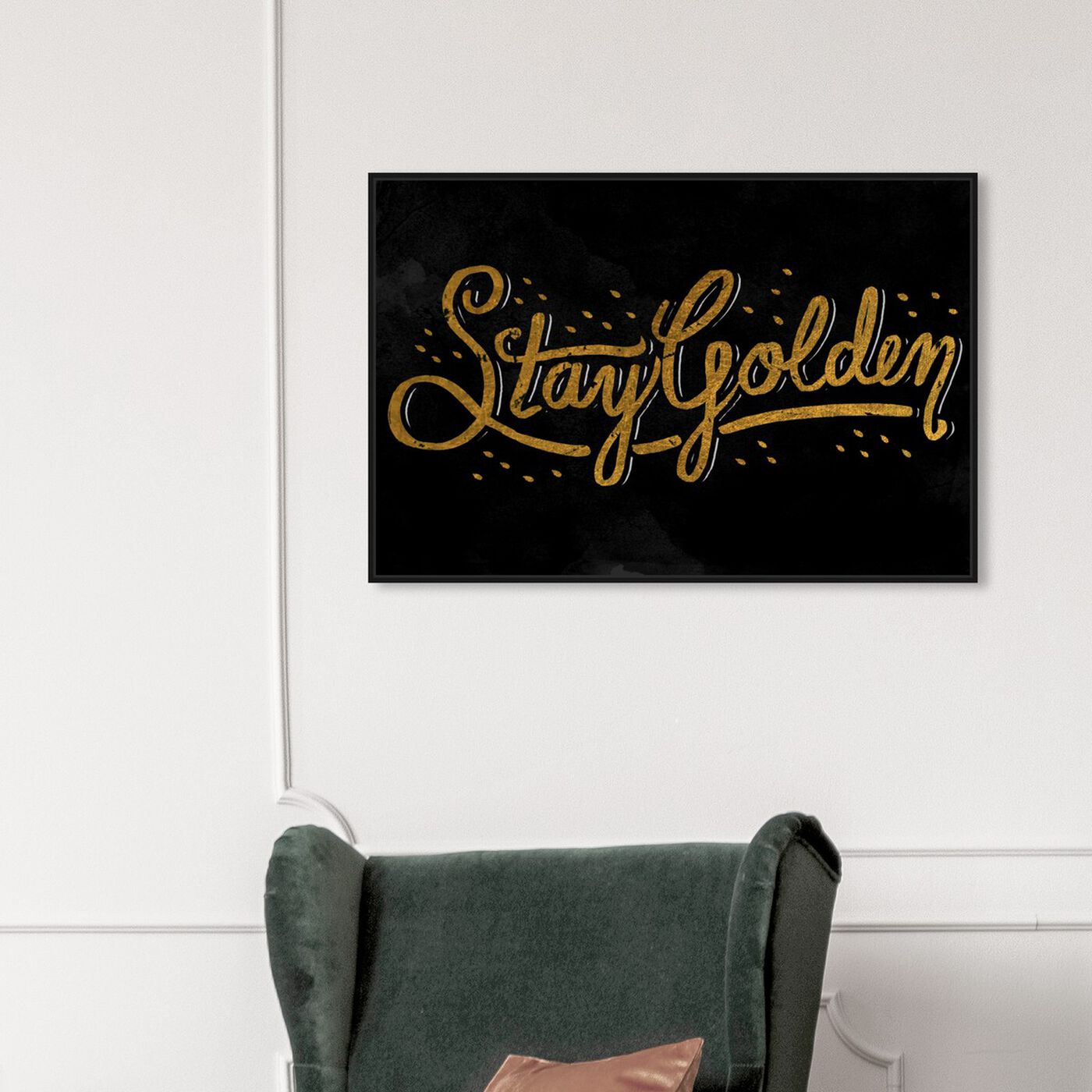 Hanging view of Stay Golden II featuring typography and quotes and beauty quotes and sayings art.