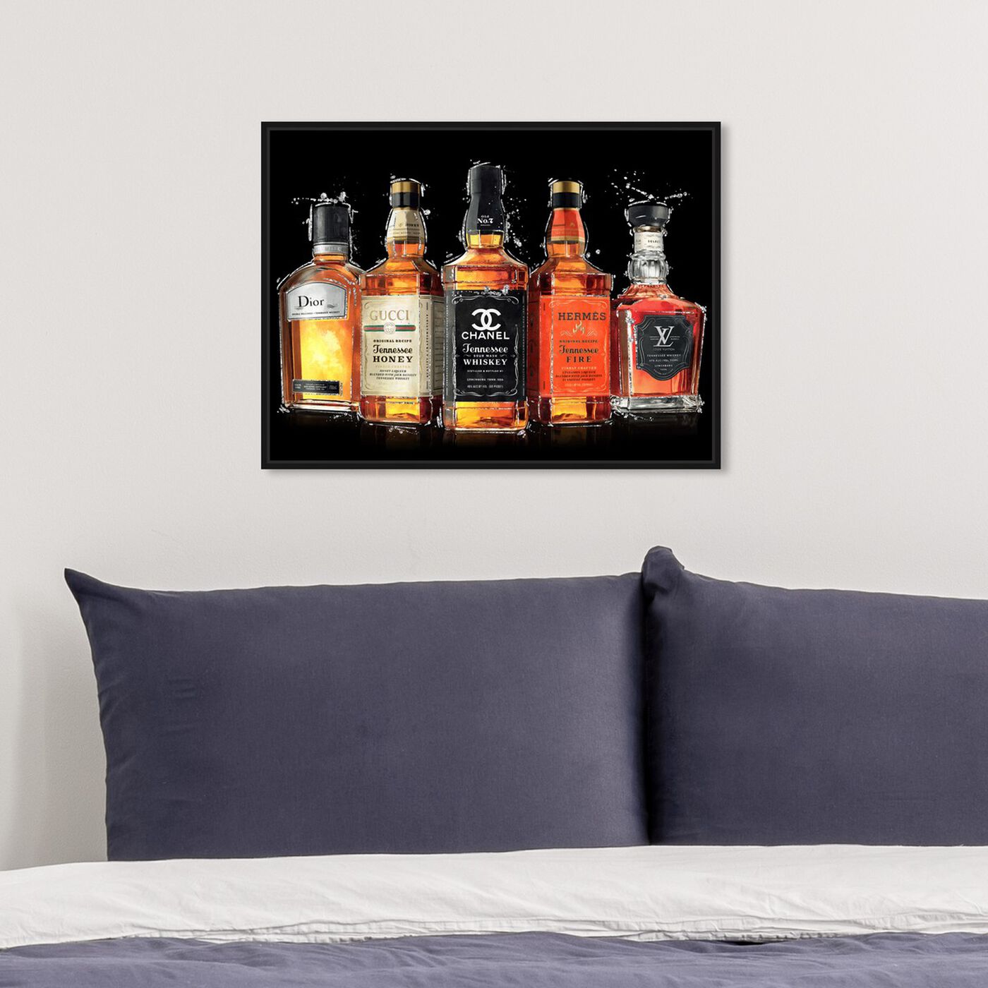 Hanging view of Fashion Whiskey Collection featuring drinks and spirits and liquor art.