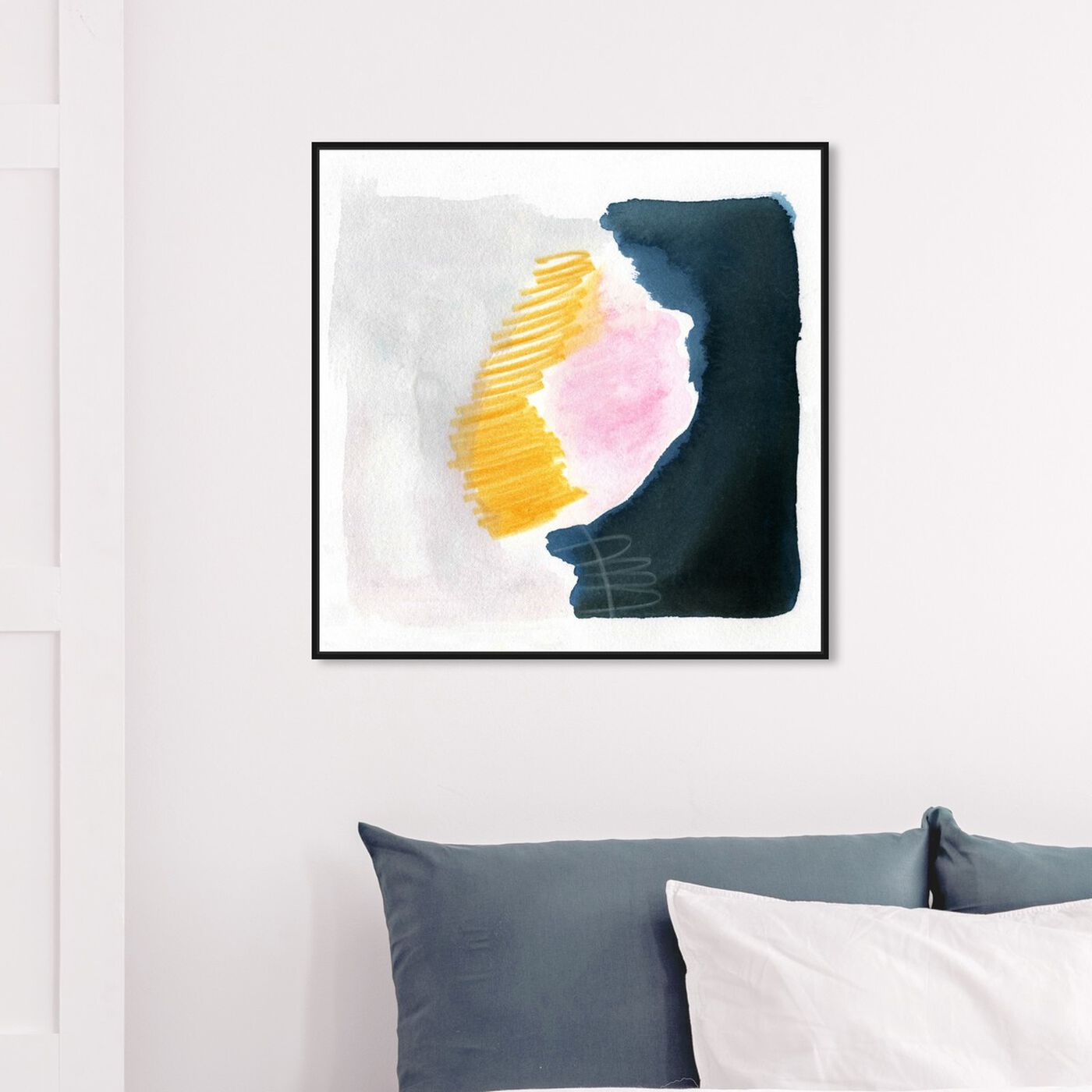 Hanging view of Human featuring abstract and watercolor art.
