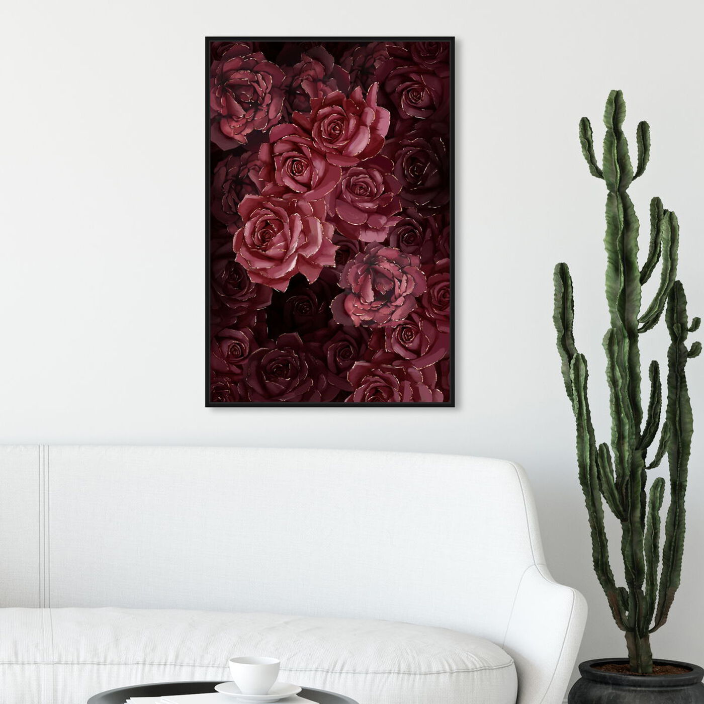 Hanging view of Cherry Red Flowers featuring floral and botanical and florals art.