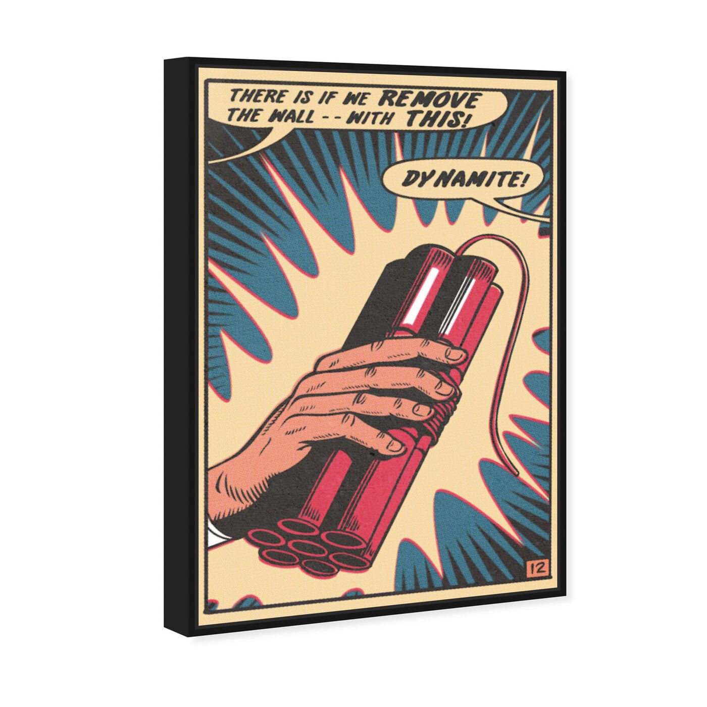 Angled view of Dynamite featuring advertising and comics art.