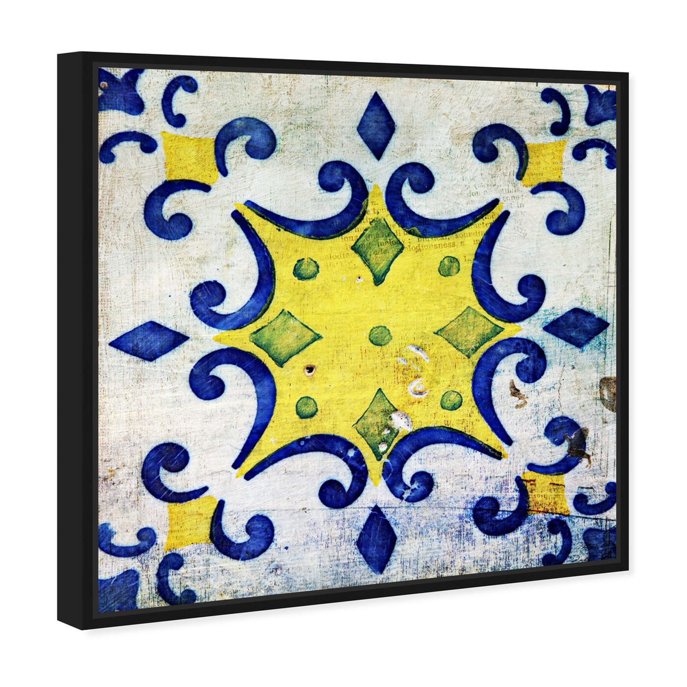 Angled view of Vita Yellow featuring abstract and patterns art.