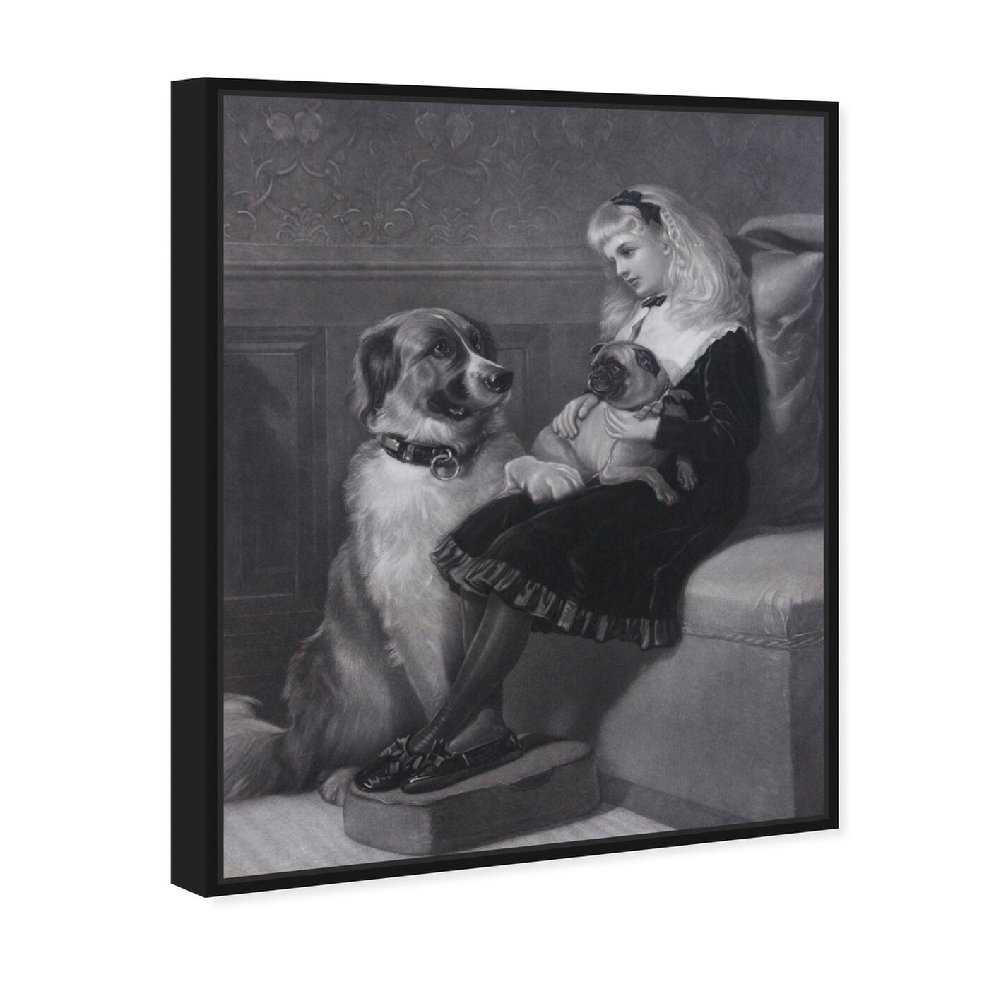Angled view of H Hardy - Her only Playmates 1881 featuring animals and dogs and puppies art.