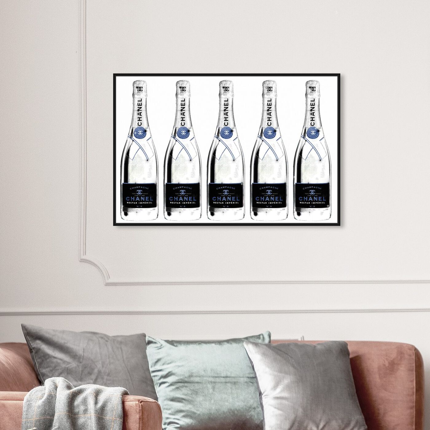 Hanging view of Drink Up Champagne White featuring fashion and glam and lifestyle art.