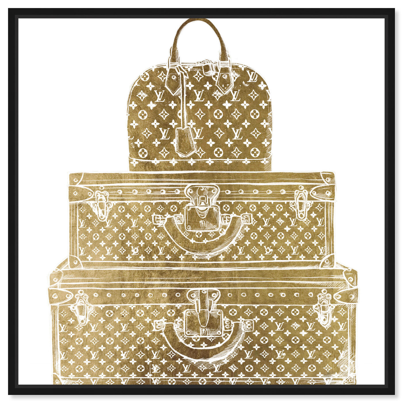Front view of Royal Bag and Luggage Gold diecut featuring fashion and glam and travel essentials art.