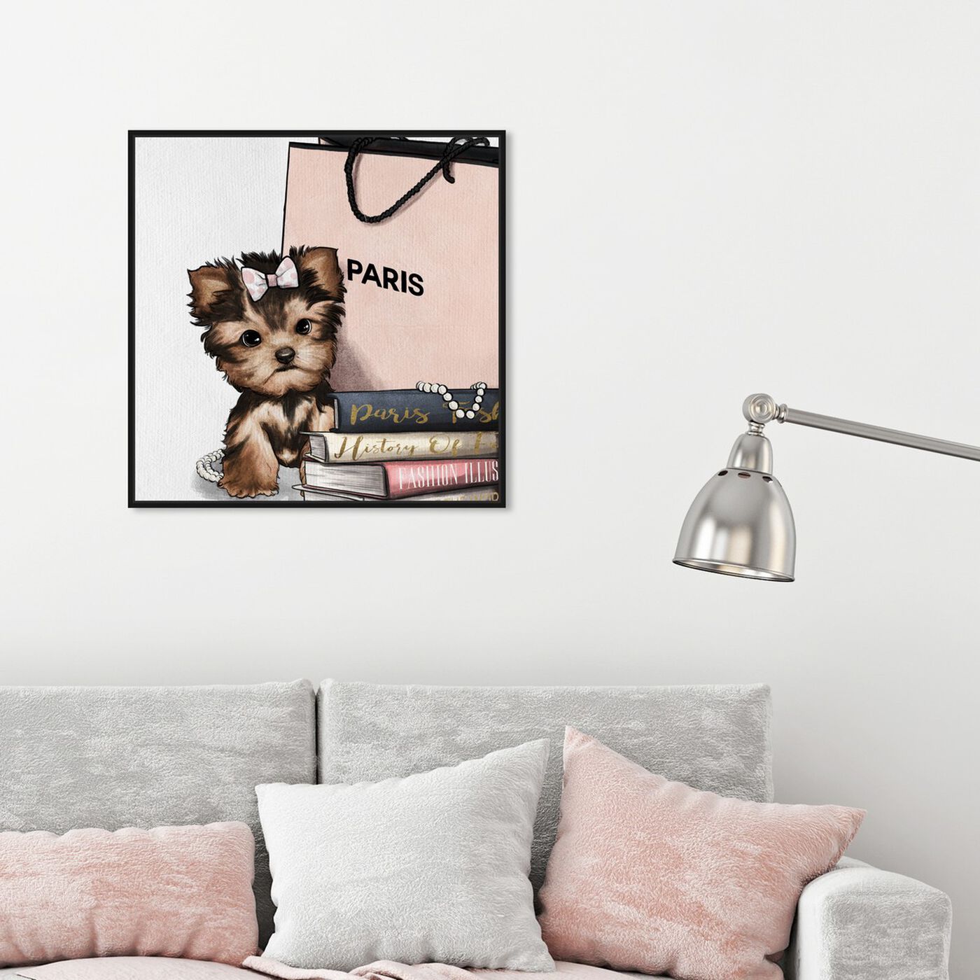 Hanging view of Fashion Book Yorkie Glam featuring animals and dogs and puppies art.