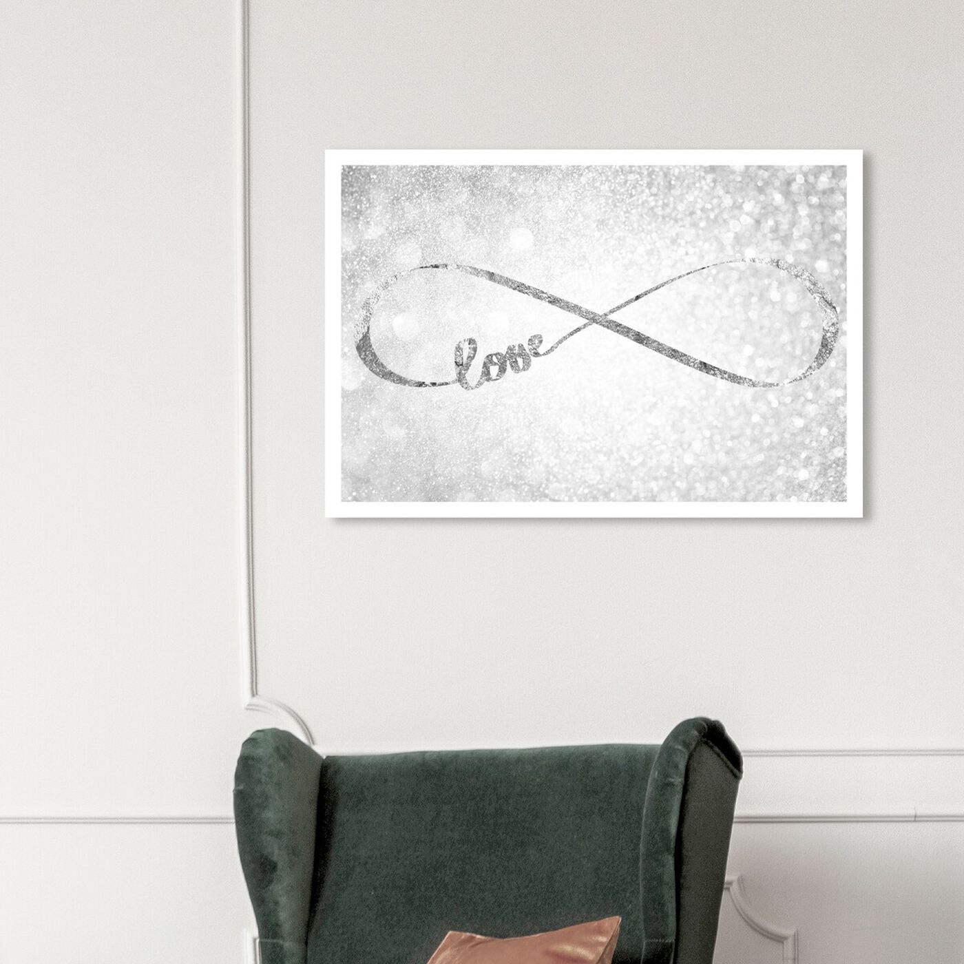 Hanging view of Sparkle Love Silver featuring typography and quotes and love quotes and sayings art.