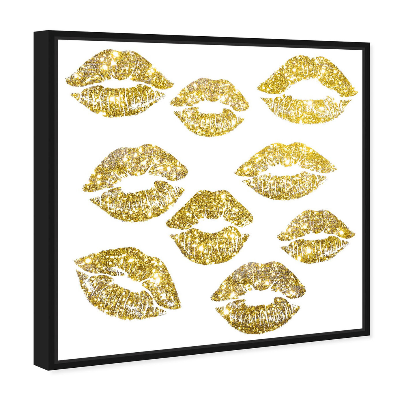 Angled view of Signs of Love in Gold featuring fashion and glam and lips art.