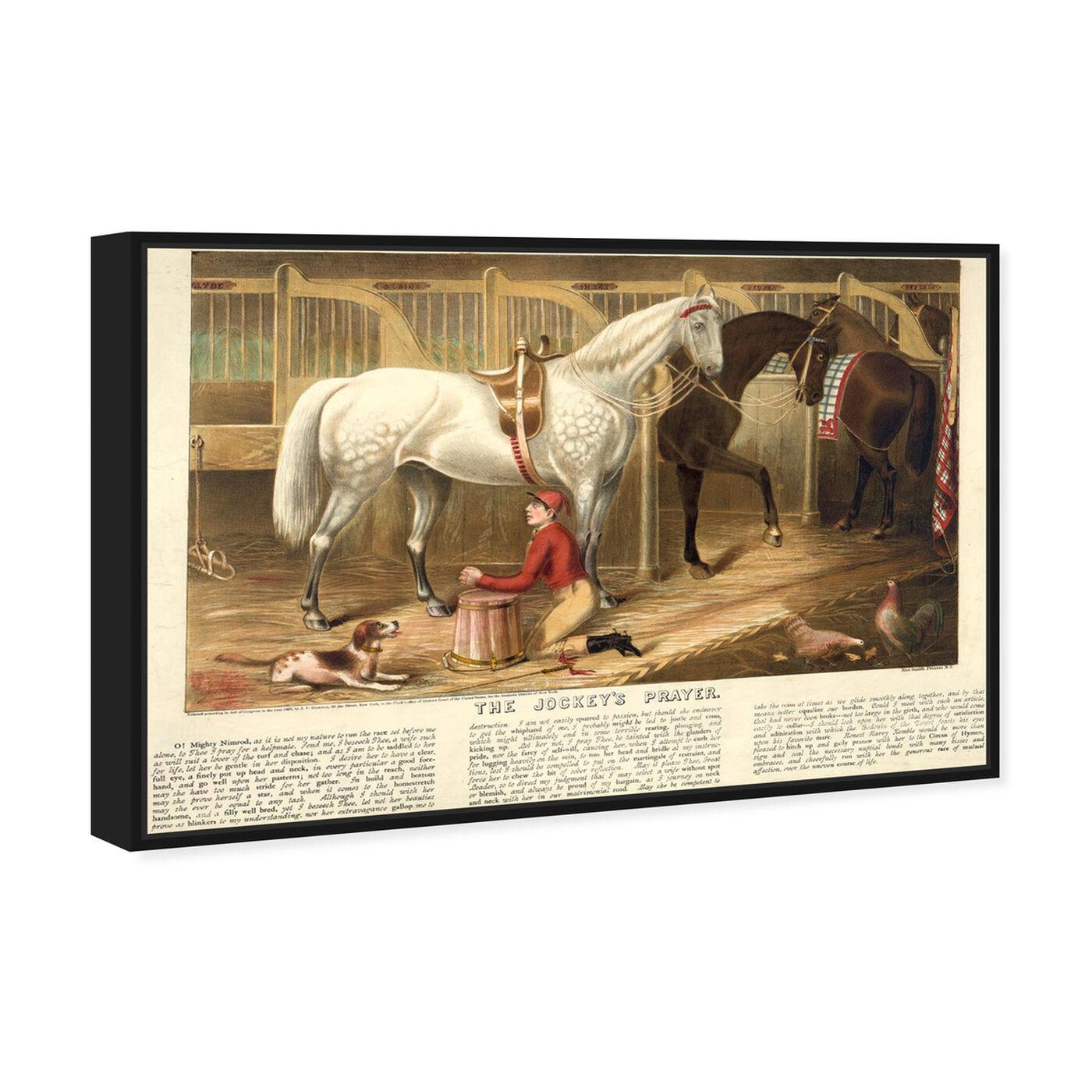 Angled view of The Jockey's Prayer featuring animals and farm animals art.