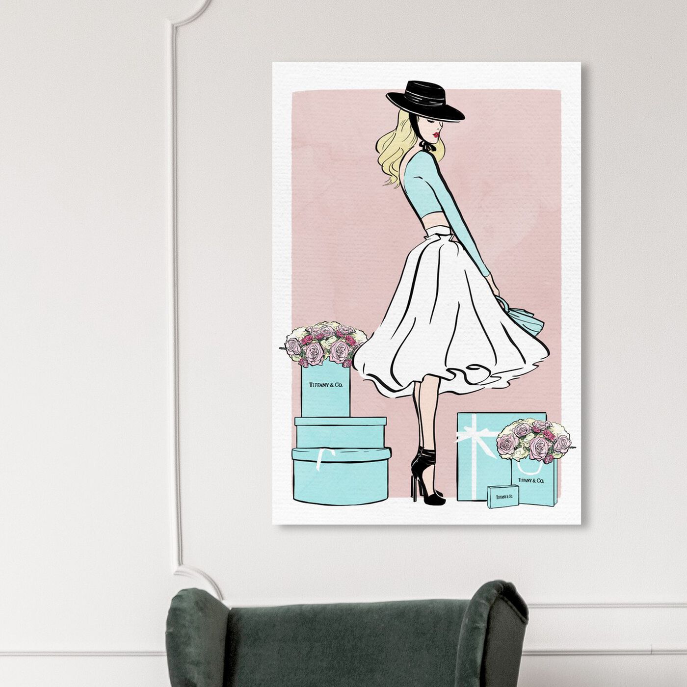 Hanging view of Floral Shopper Blush featuring fashion and glam and outfits art.