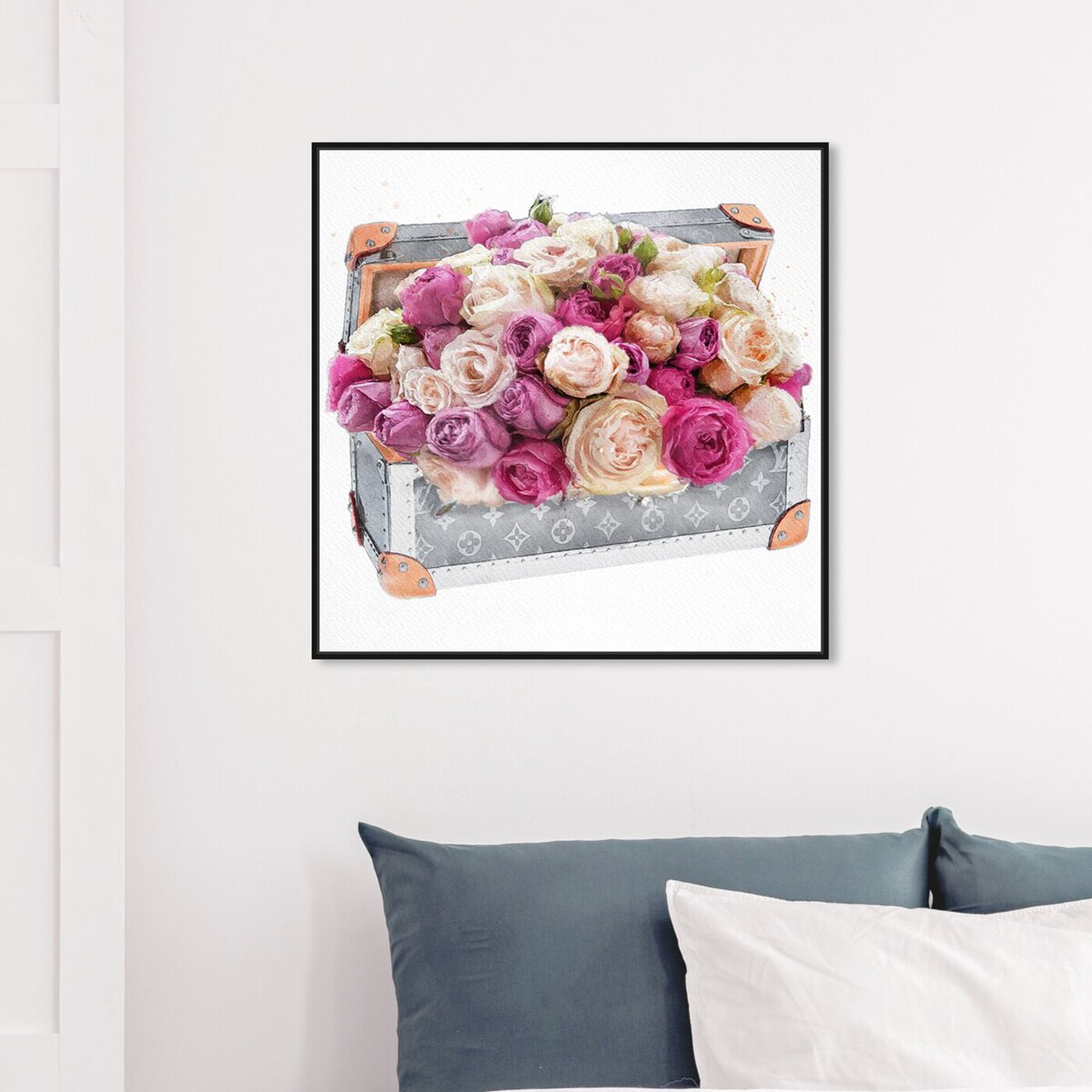 Hanging view of Rose Dreaming Trunk featuring floral and botanical and florals art.