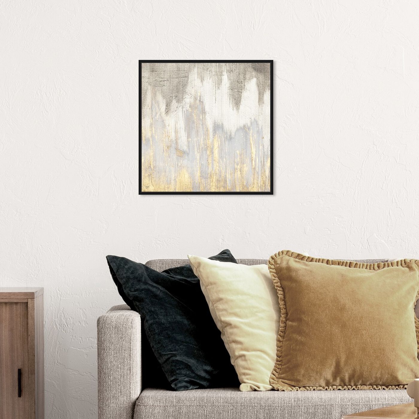 Hanging view of Golden Caves featuring abstract and paint art.