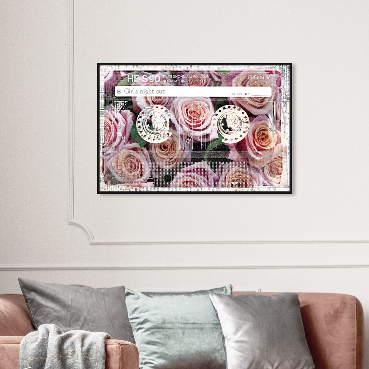 Hanging view of Night Out Mixed Tape  featuring floral and botanical and florals art.
