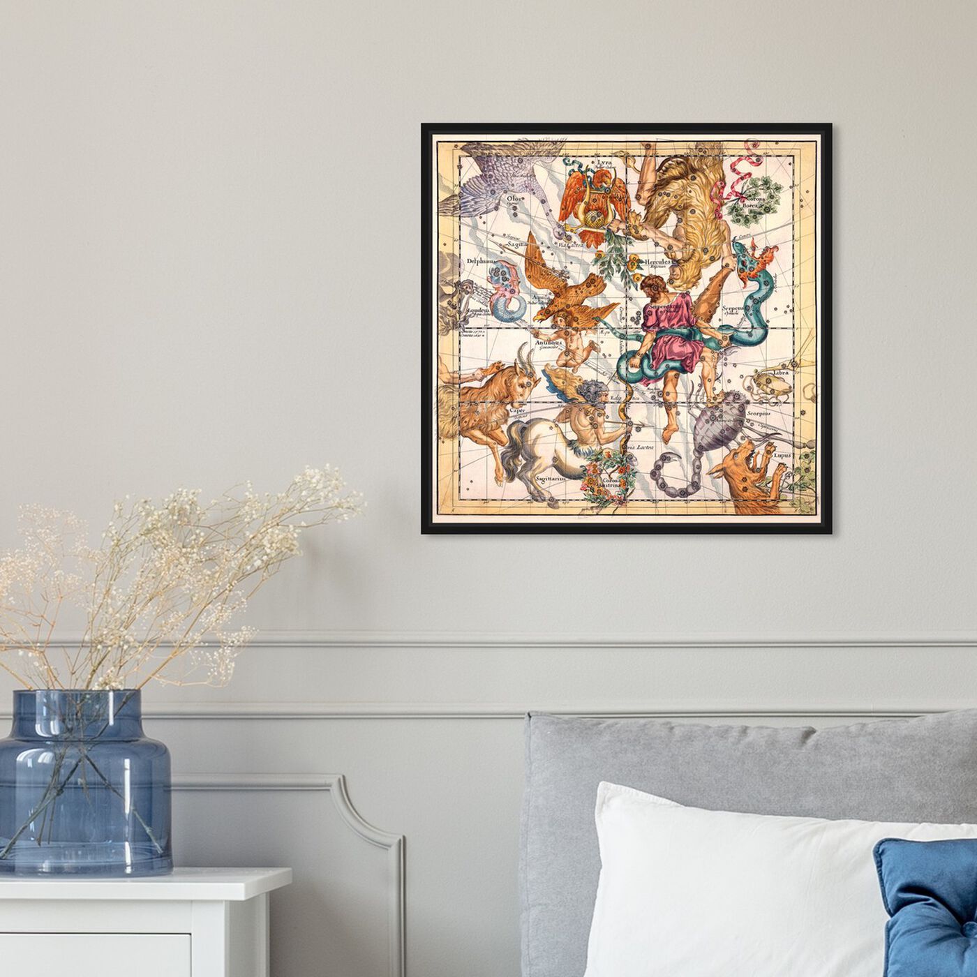 Hanging view of Sagittarius and Scorpius featuring spiritual and religious and zodiac art.